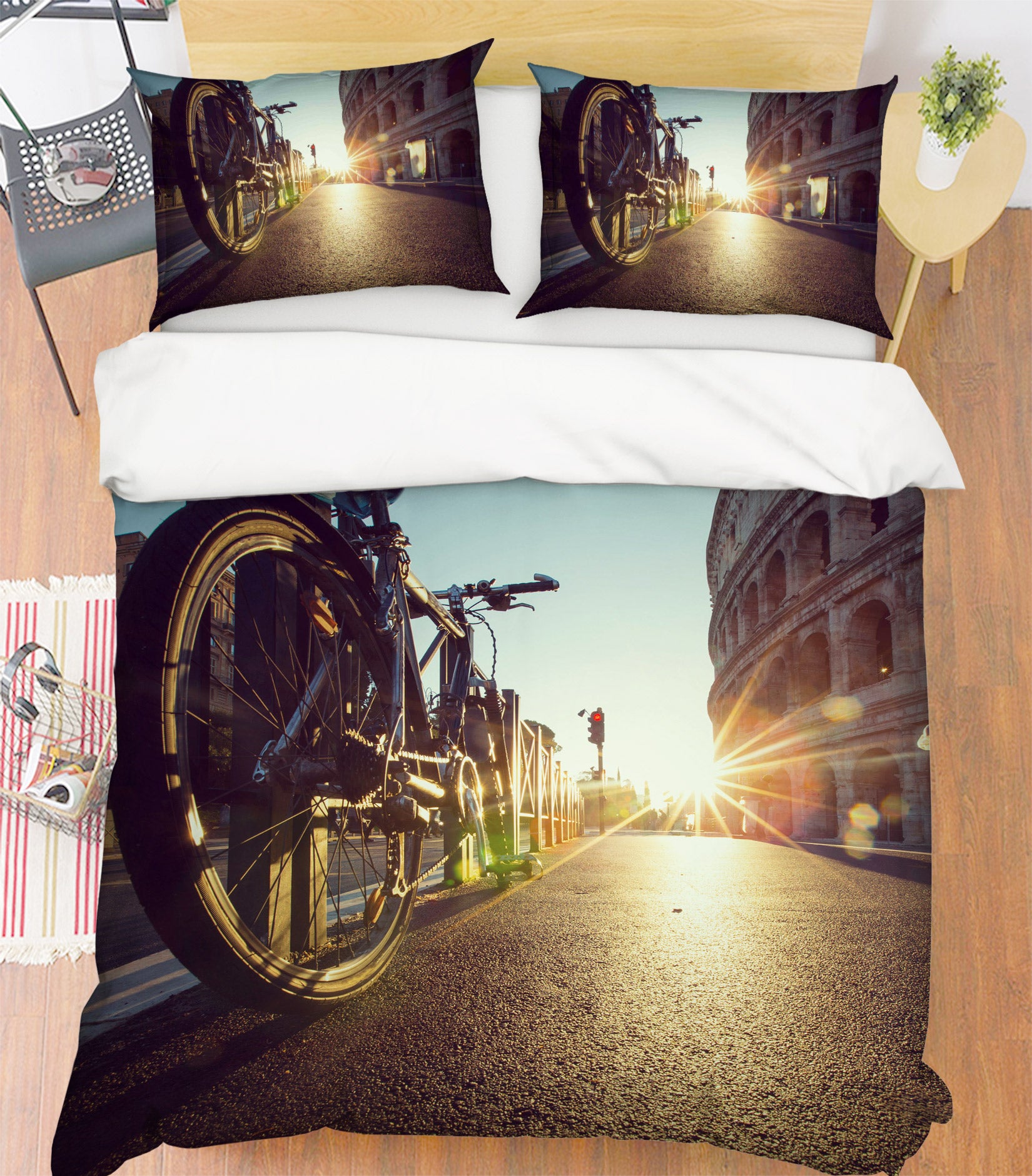 3D Bicycle 14158 Bed Pillowcases Quilt