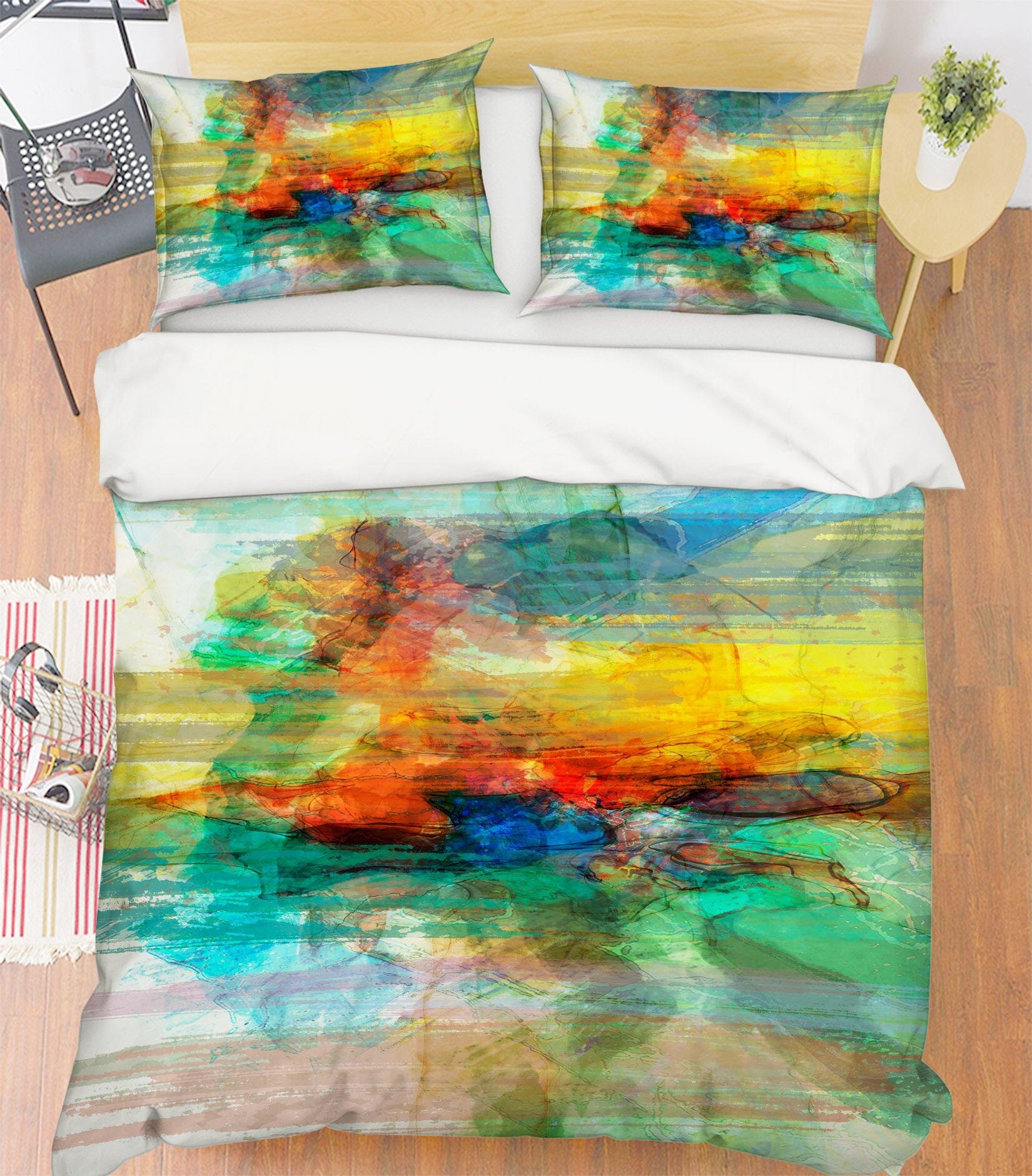 3D Abstract Yellow Pattern 1034 Michael Tienhaara Bedding Bed Pillowcases Quilt Quiet Covers AJ Creativity Home