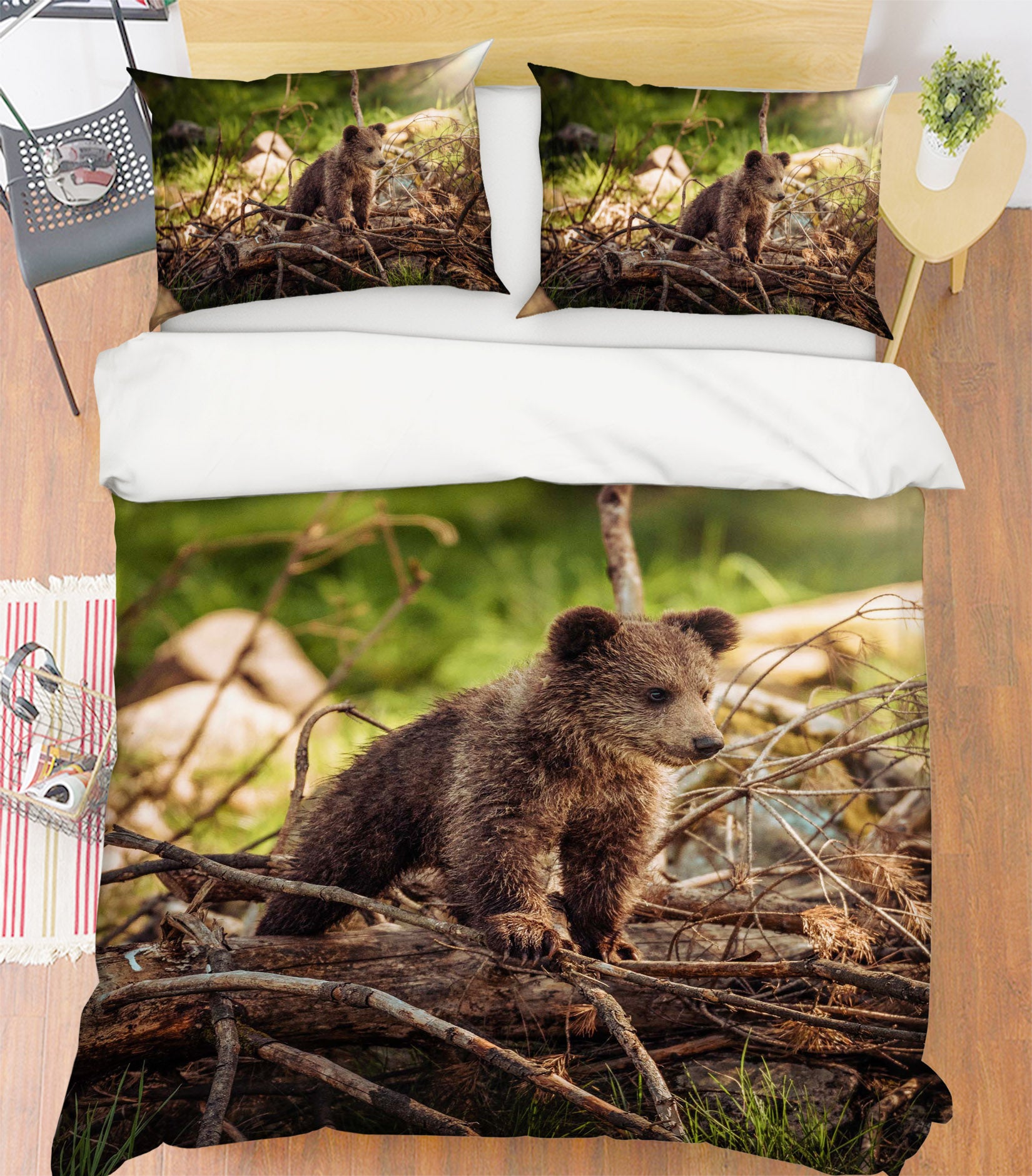 3D Twig Bear 020 Bed Pillowcases Quilt