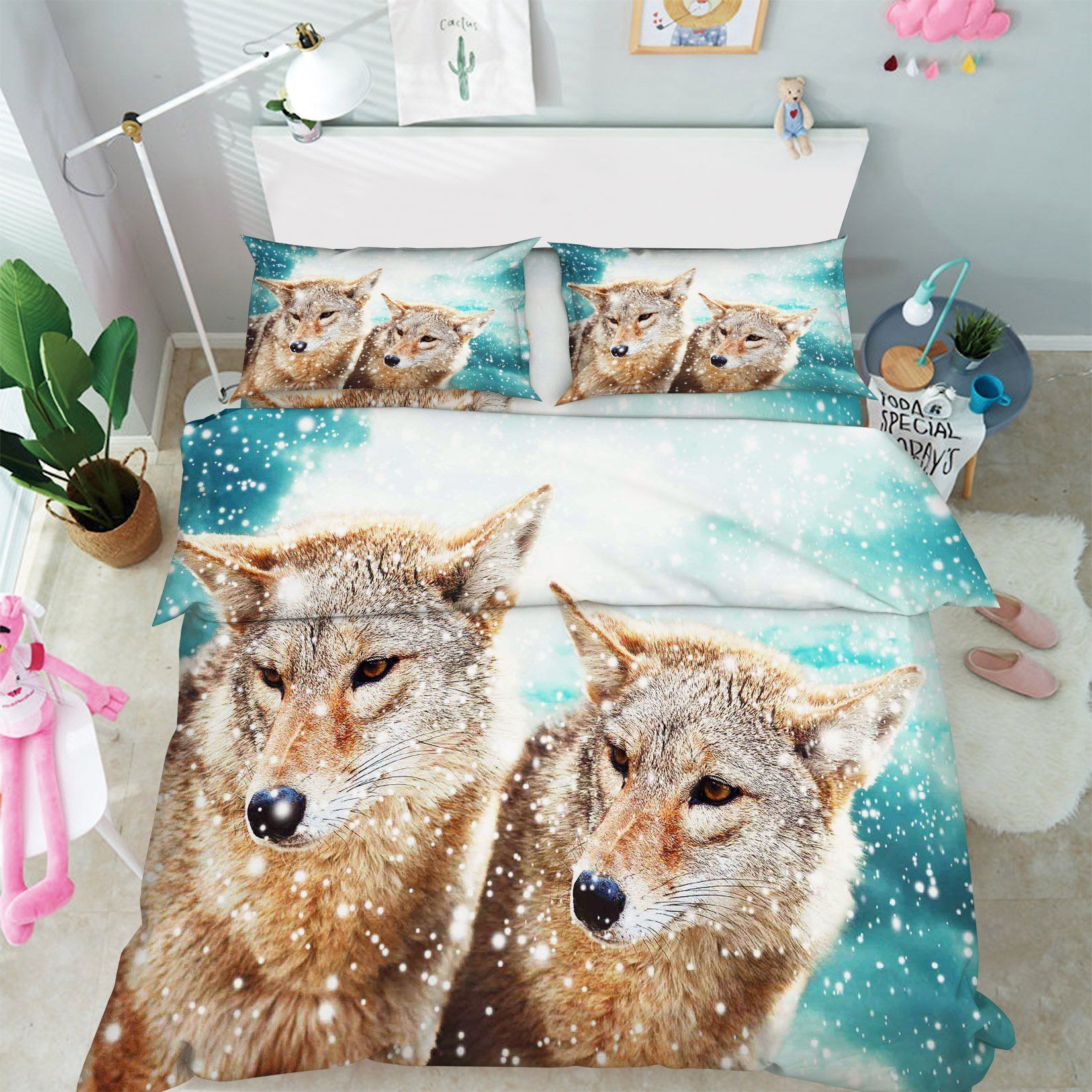 3D Snow Wolves 80 Bed Pillowcases Quilt Wallpaper AJ Wallpaper