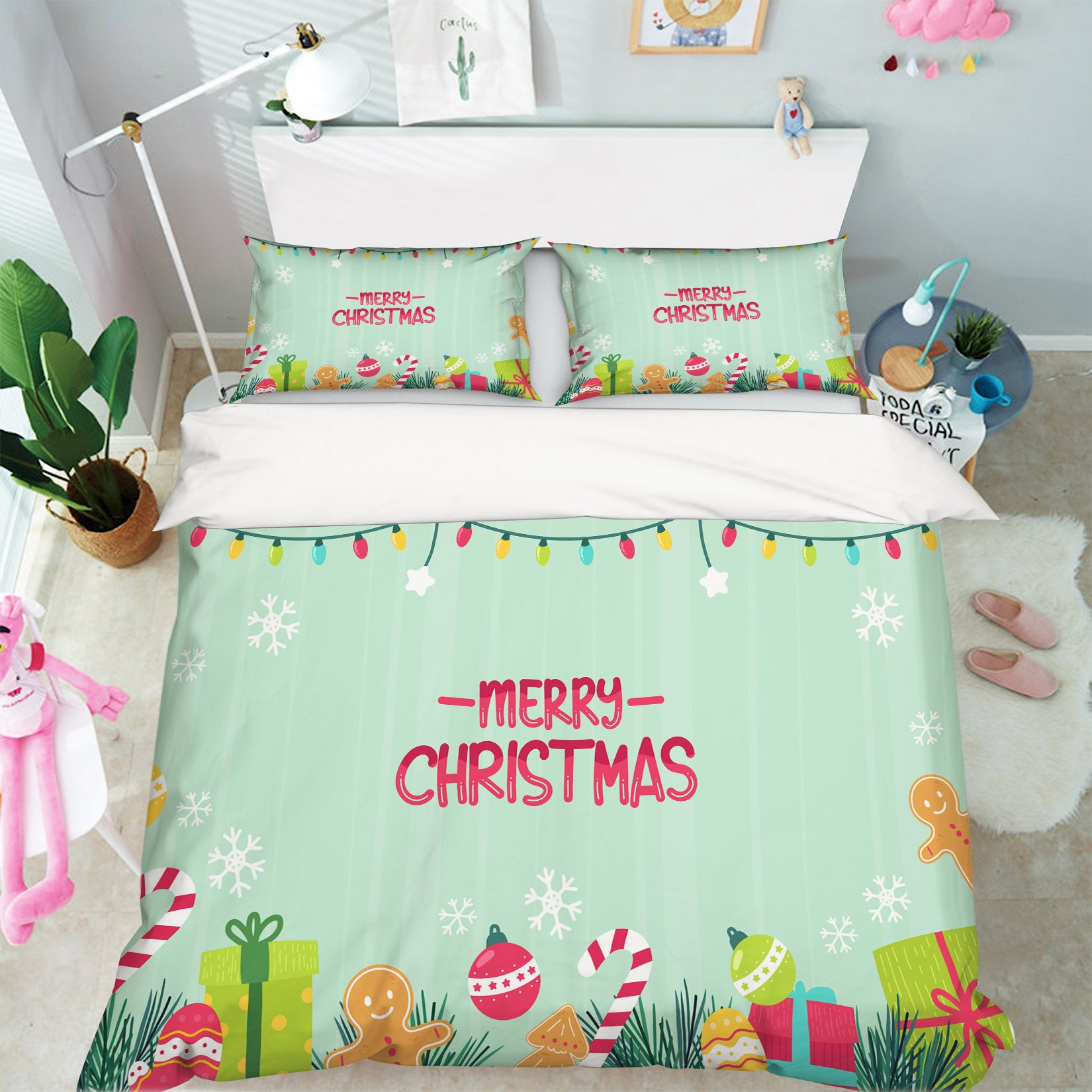 3D Christmas Gift 61004 Bed Pillowcases Quilt