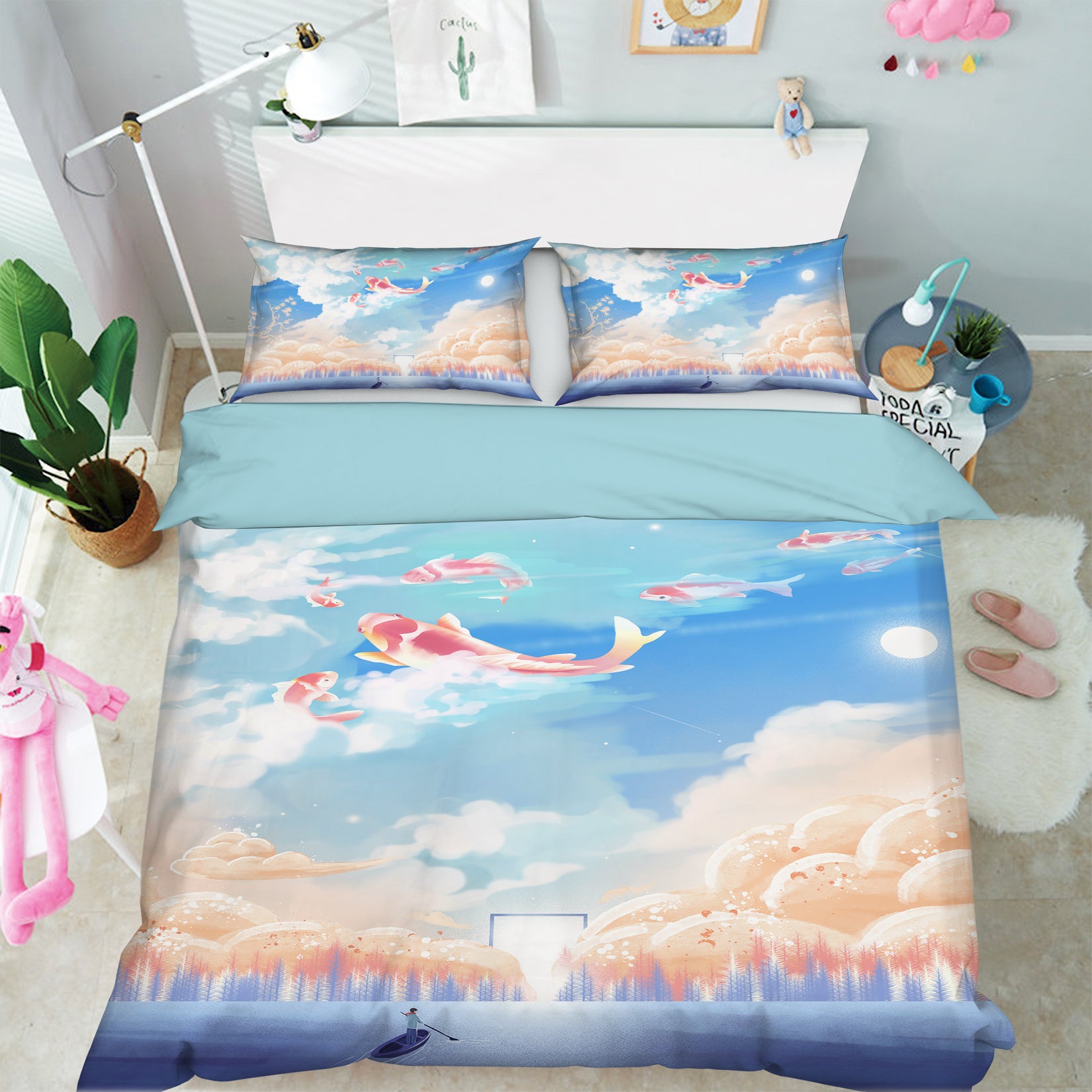 3D Sea Of Clouds Fish 13107 Bed Pillowcases Quilt