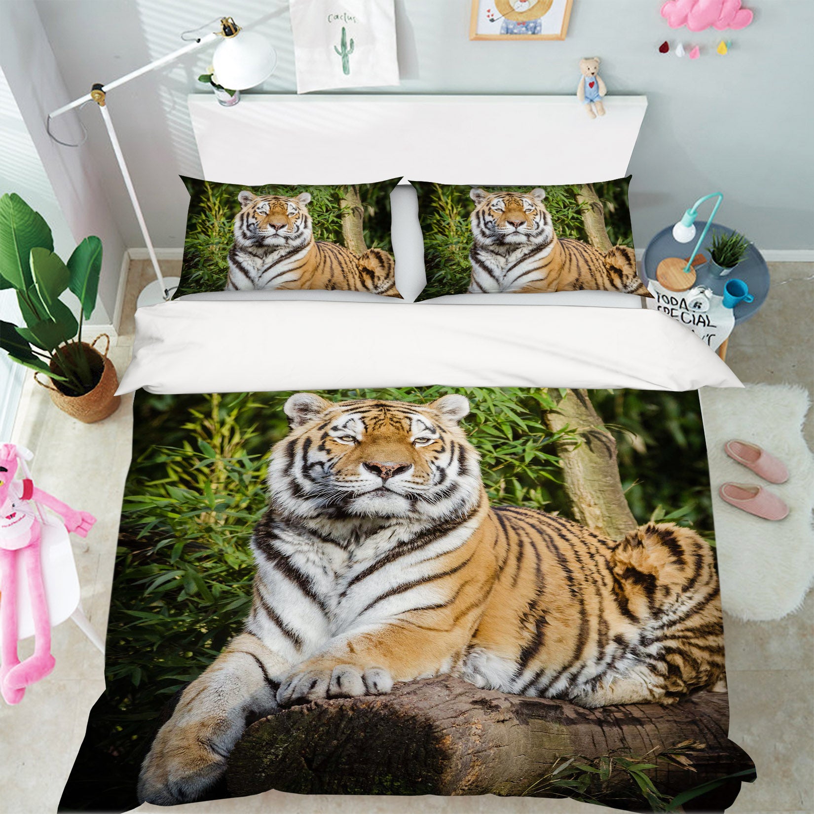 3D Tiger Forest 010 Bed Pillowcases Quilt