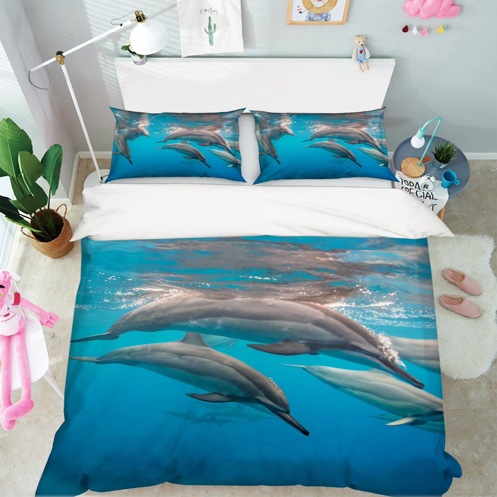 3D Dolphin 21037 Bed Pillowcases Quilt