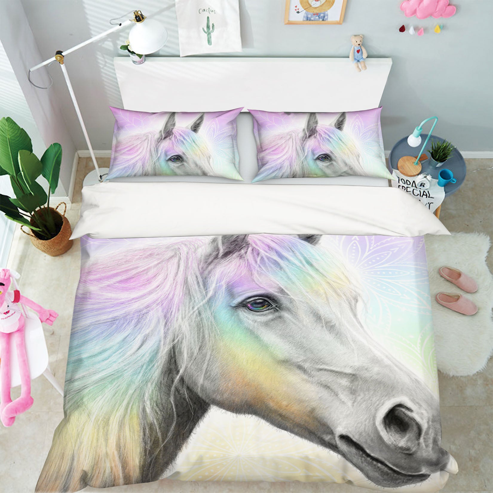 3D Rainbow Horse 8585 Sheena Pike Bedding Bed Pillowcases Quilt Cover Duvet Cover