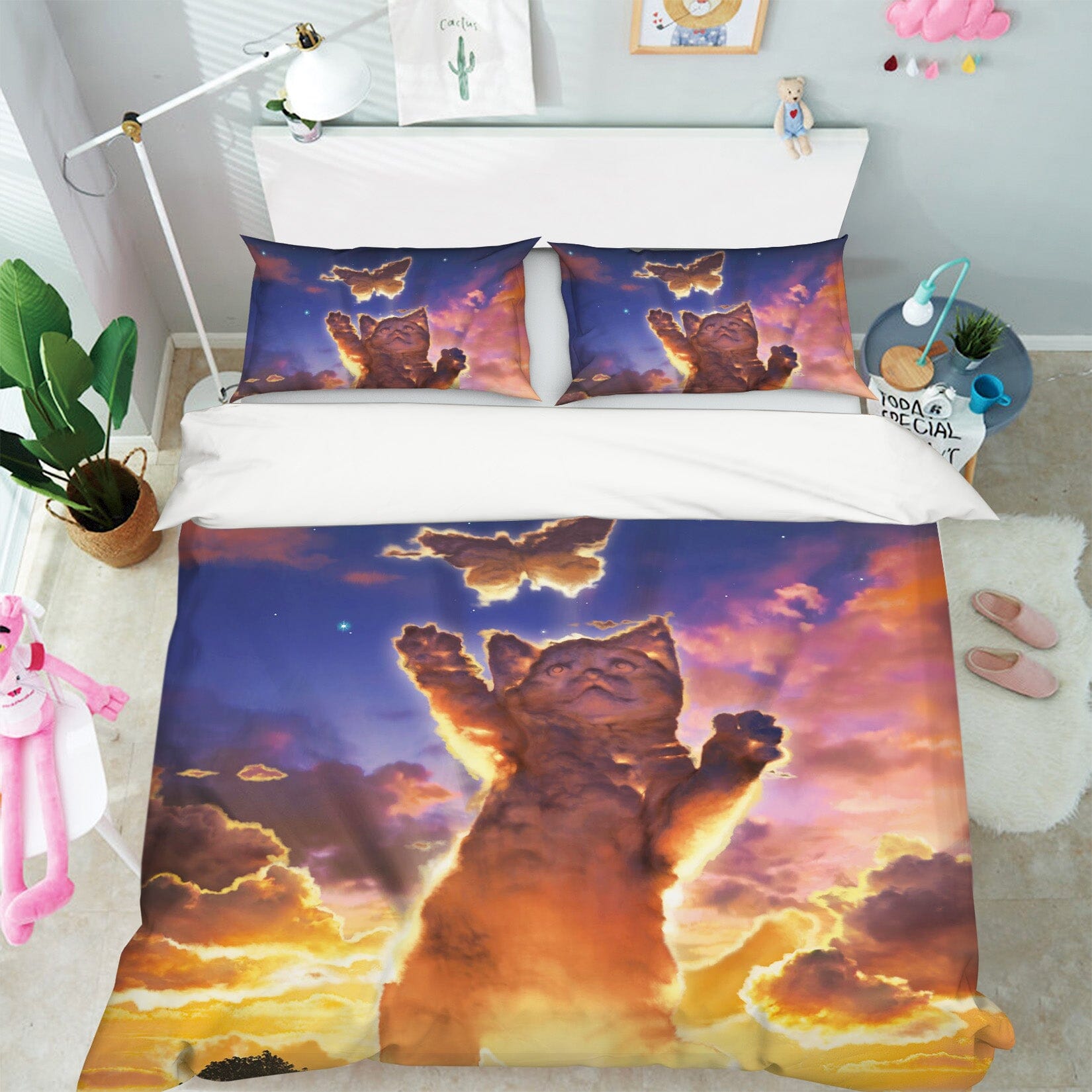 3D Cloud Kitten Sunset 032 Bed Pillowcases Quilt Exclusive Designer Vincent Quiet Covers AJ Creativity Home