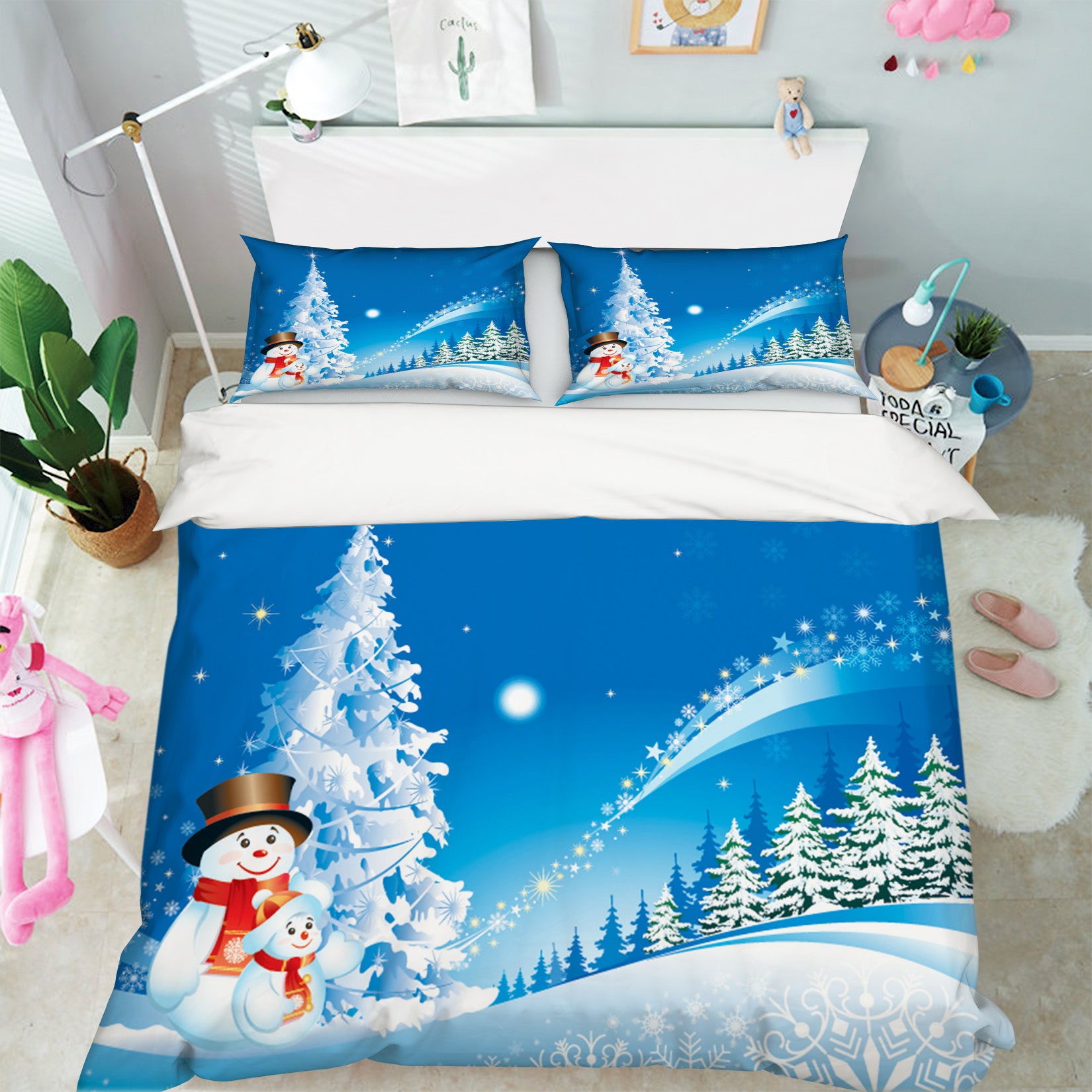 3D Snowman 45024 Christmas Quilt Duvet Cover Xmas Bed Pillowcases