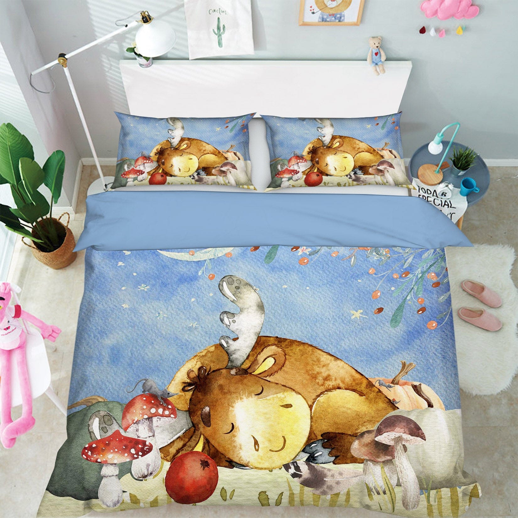 3D Moon Reindeer 250 Uta Naumann Bedding Bed Pillowcases Quilt Quiet Covers AJ Creativity Home