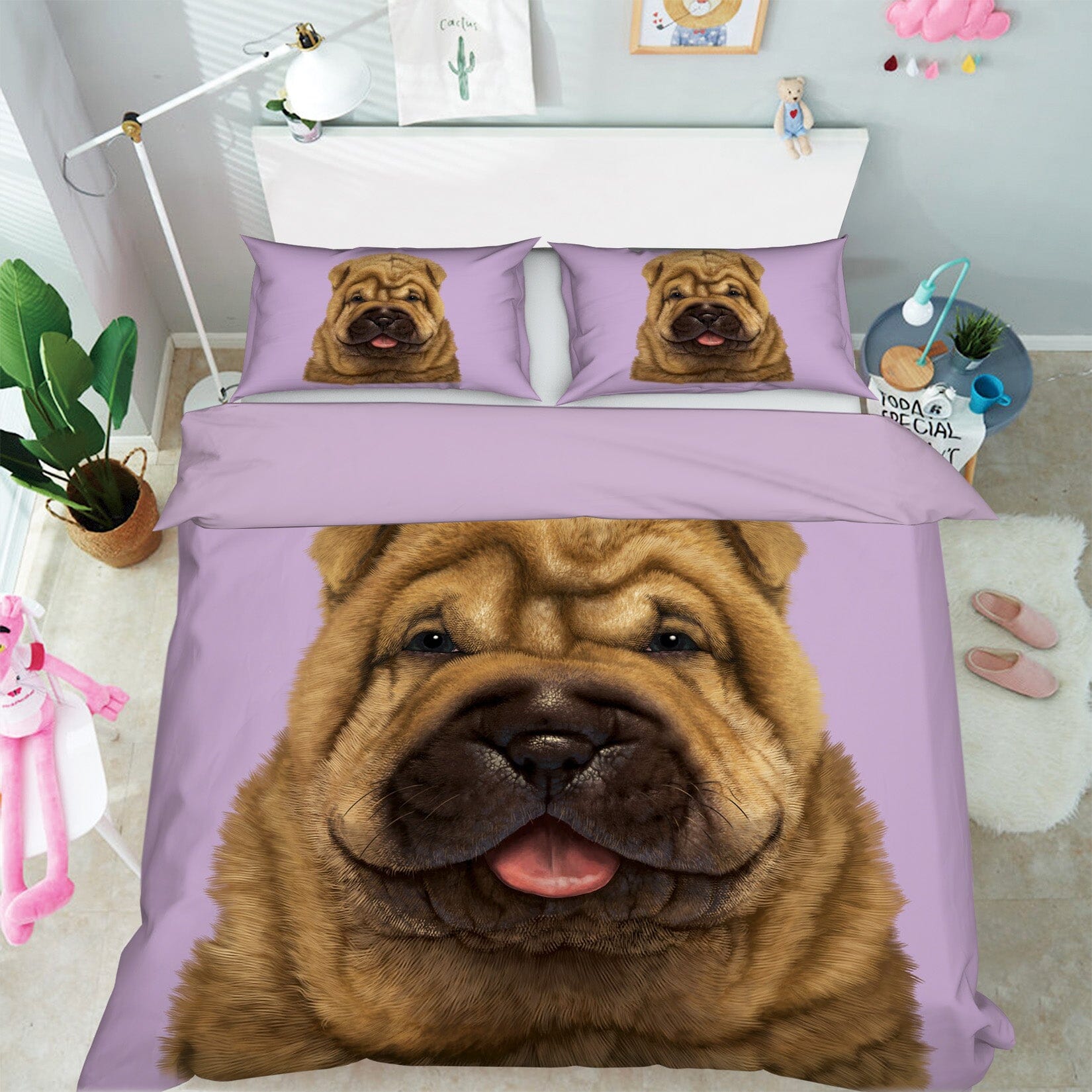 3D Shar Pei Puppy Portrait 077 Bed Pillowcases Quilt Exclusive Designer Vincent Quiet Covers AJ Creativity Home