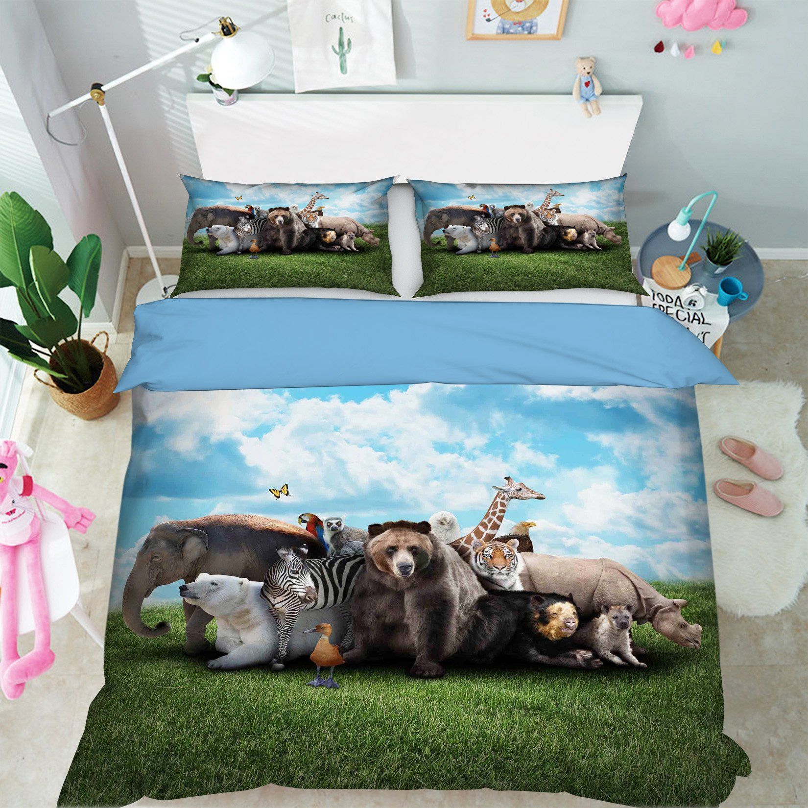 3D Sky Animals 007 Bed Pillowcases Quilt Wallpaper AJ Wallpaper