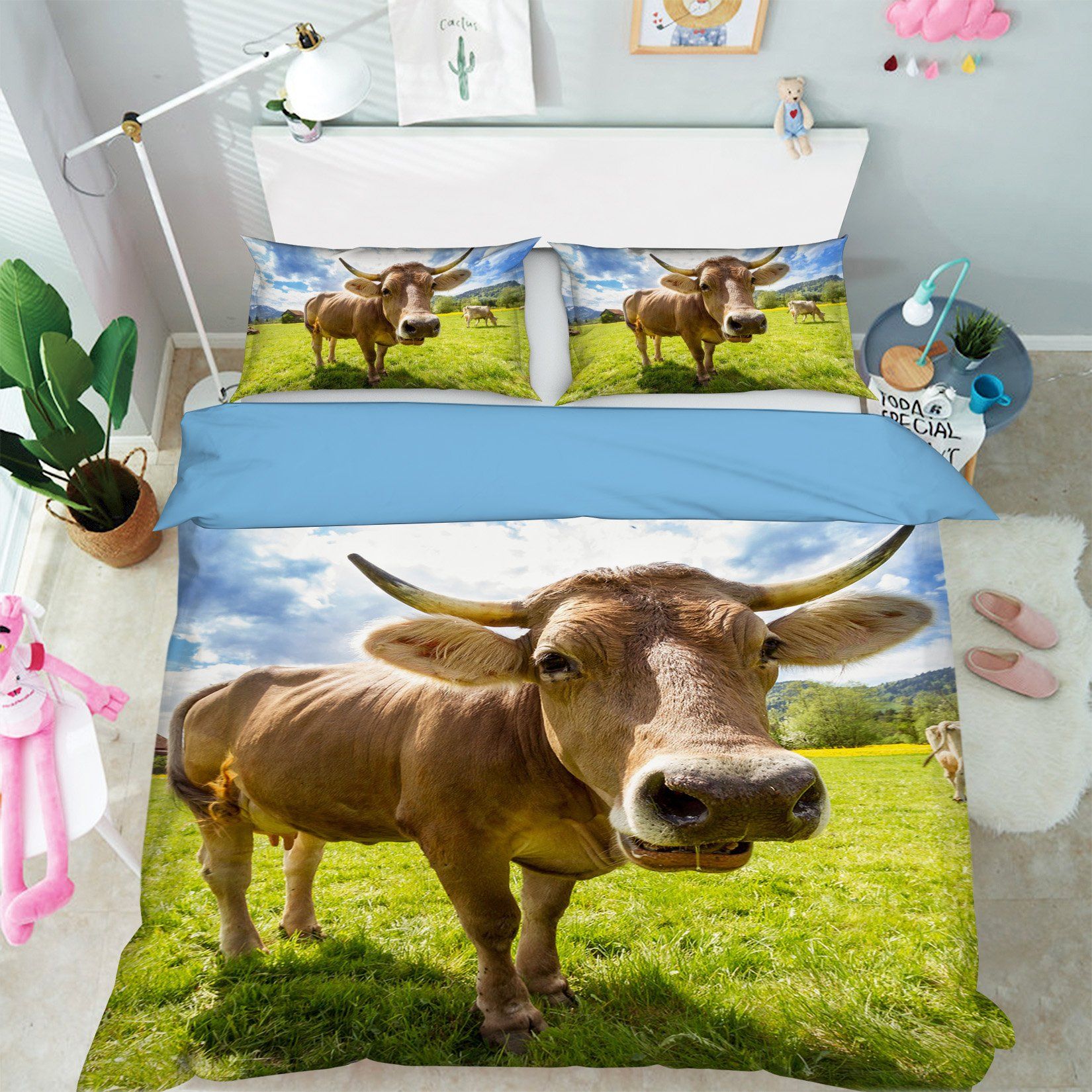 3D Cow Mouth 1926 Bed Pillowcases Quilt Quiet Covers AJ Creativity Home