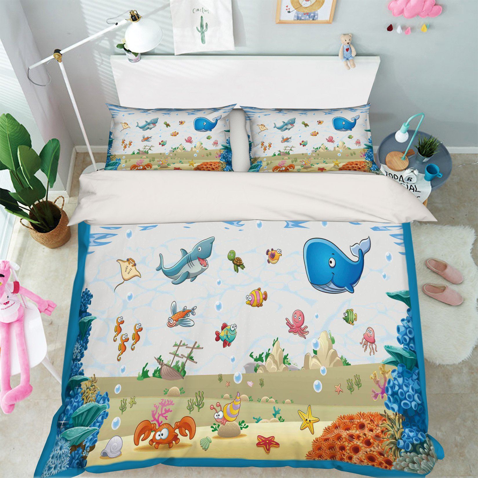3D Cartoon Whale 134 Bed Pillowcases Quilt Wallpaper AJ Wallpaper