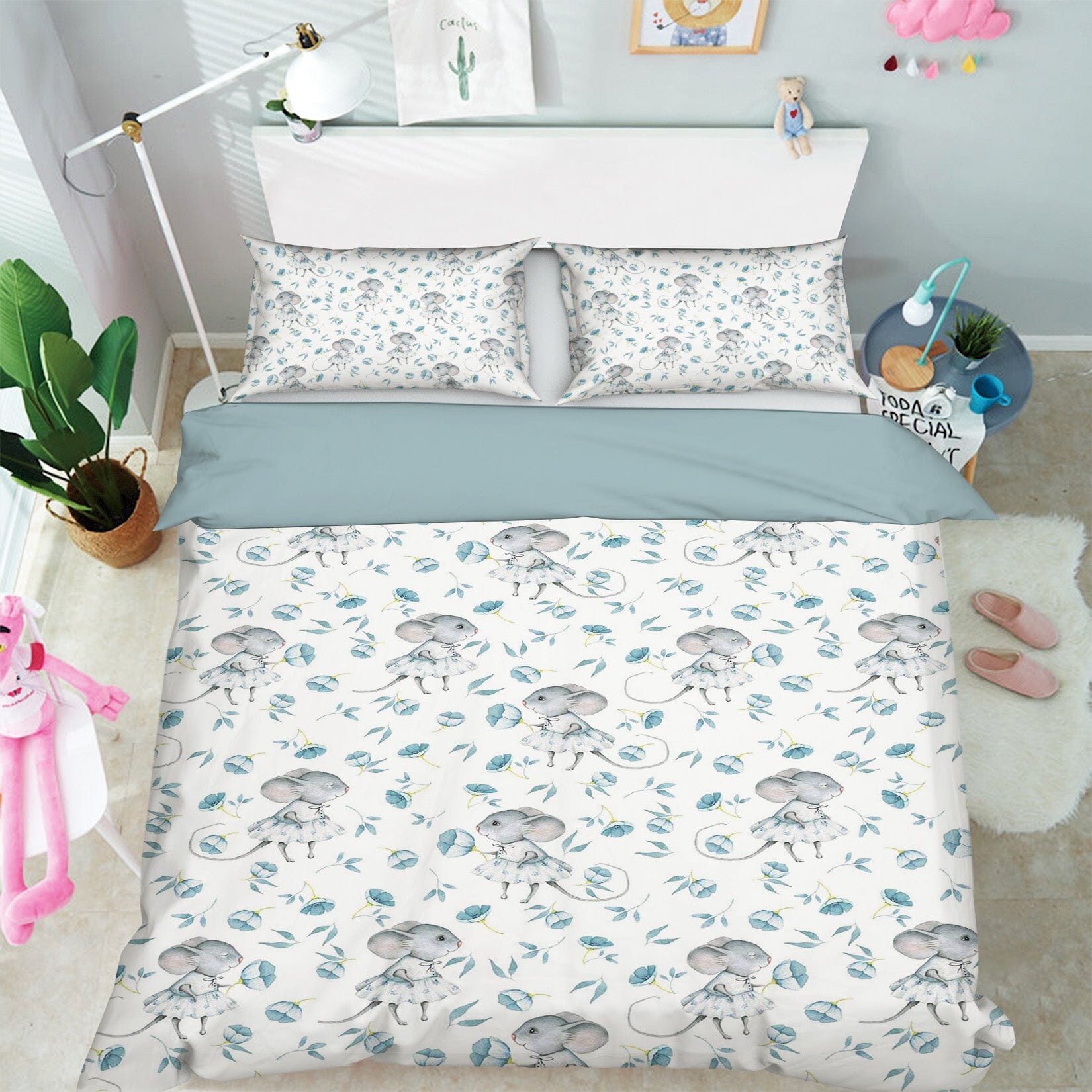 3D Mouse Flower 196 Uta Naumann Bedding Bed Pillowcases Quilt Quiet Covers AJ Creativity Home