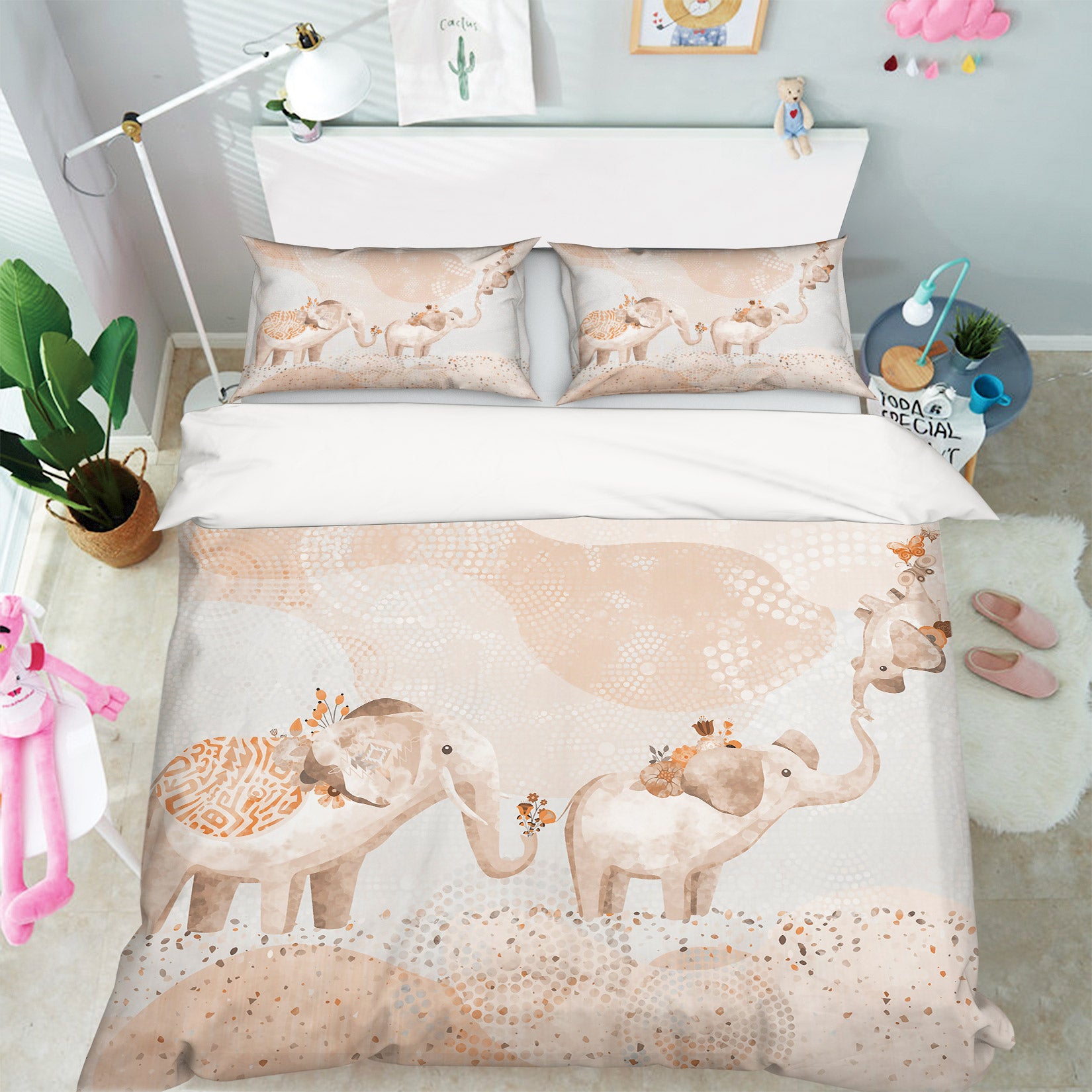 3D Elephant 13099 Bed Pillowcases Quilt