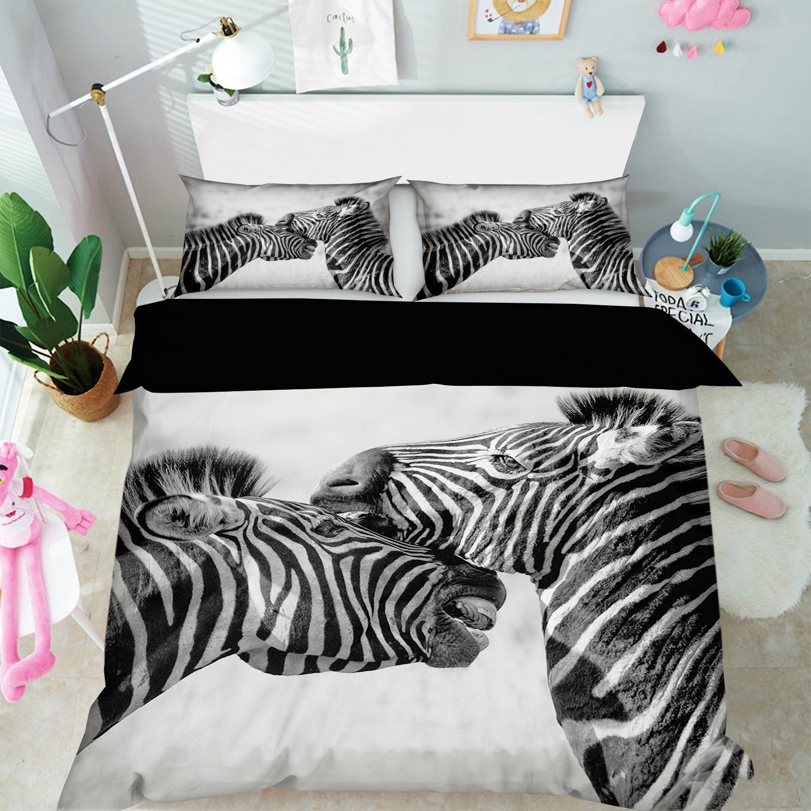 3D Two Zebras 2014 Bed Pillowcases Quilt Quiet Covers AJ Creativity Home