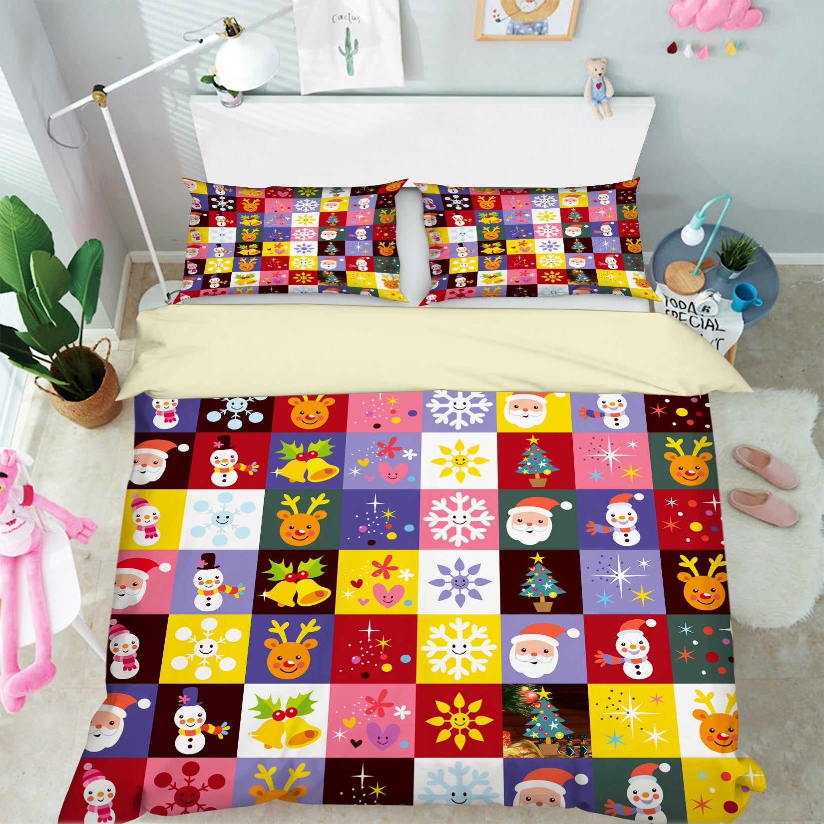 3D Santa Cube 50002 Christmas Quilt Duvet Cover Xmas Bed Pillowcases