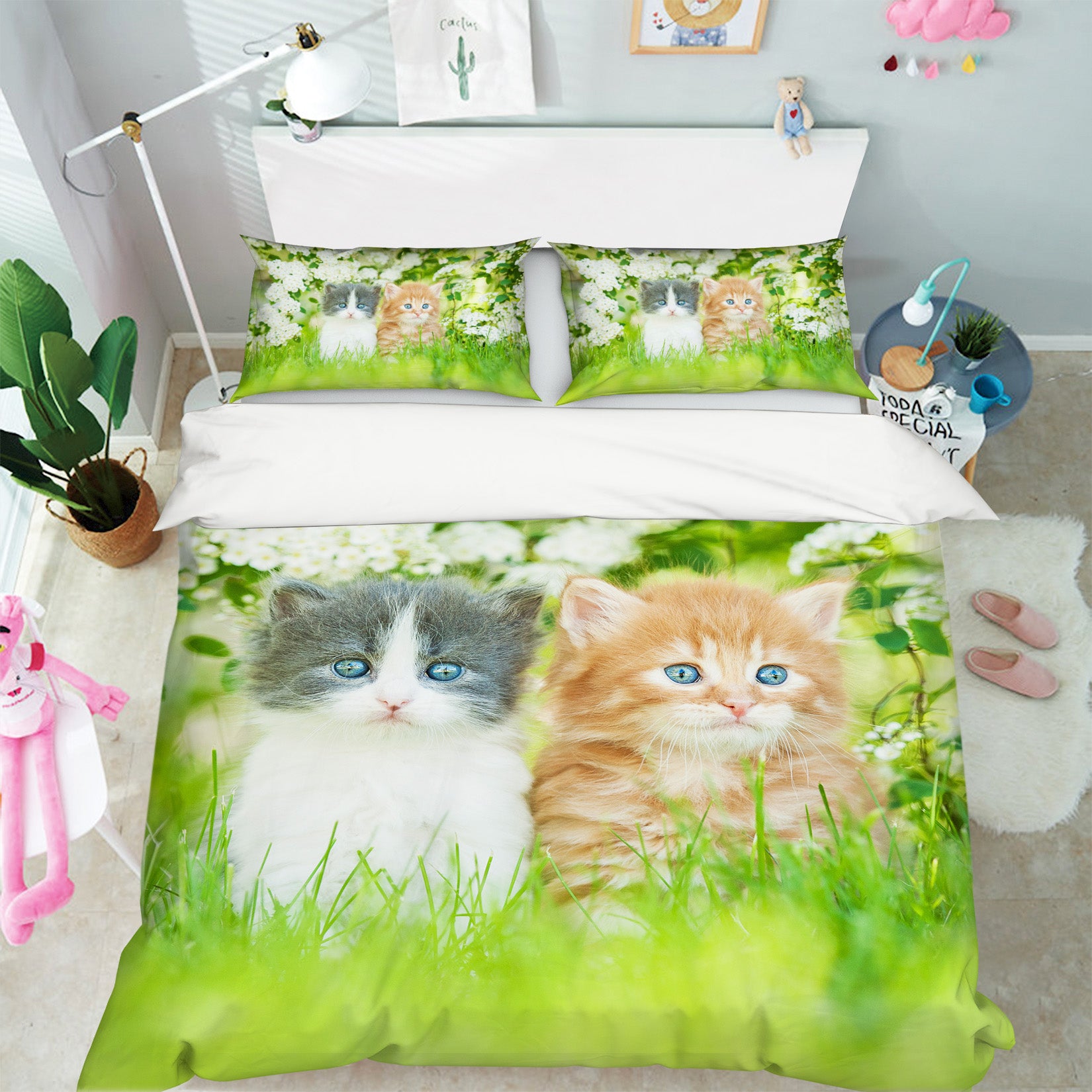 3D Two Cats 15080 Bed Pillowcases Quilt