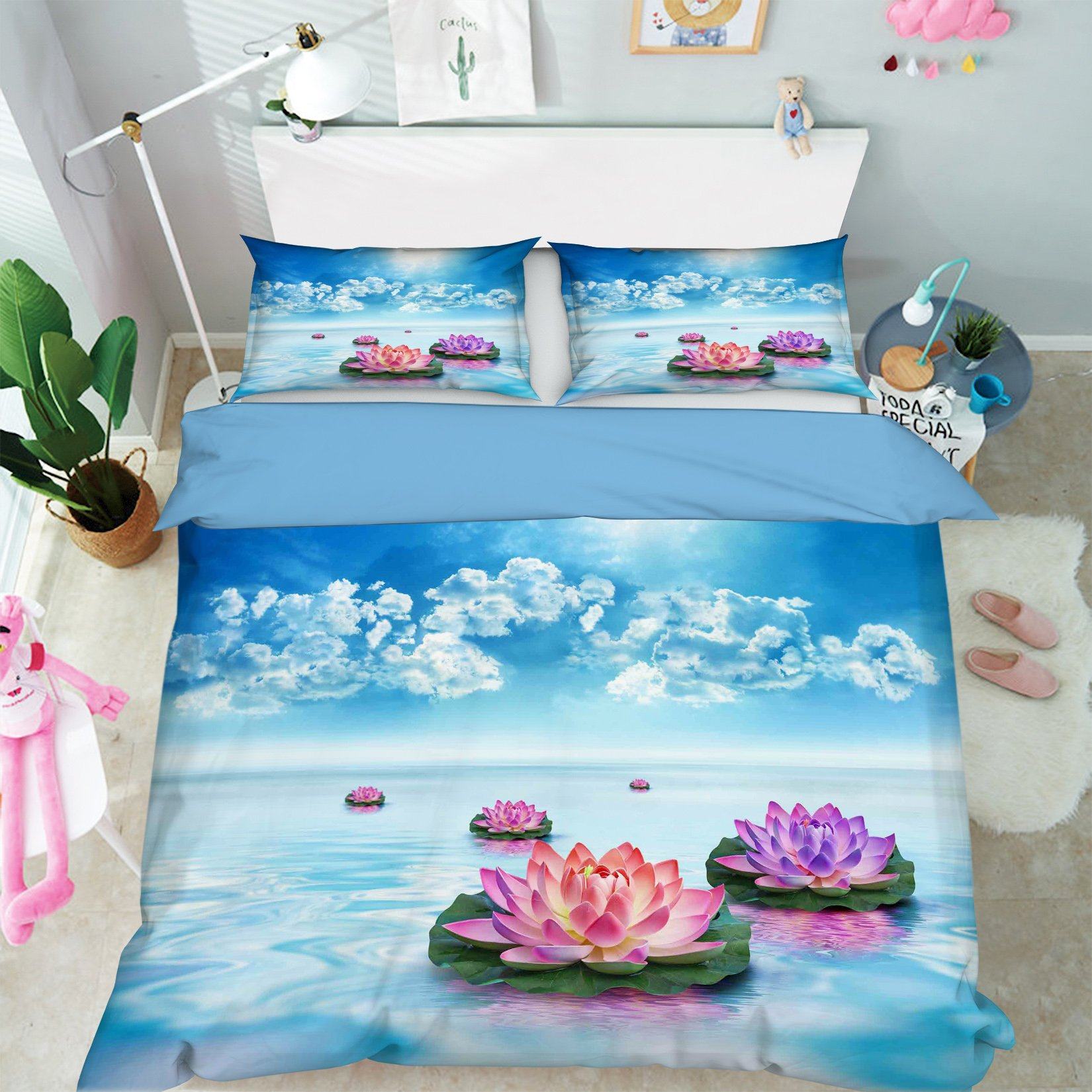 3D Sunshine Lotus 132 Bed Pillowcases Quilt Wallpaper AJ Wallpaper