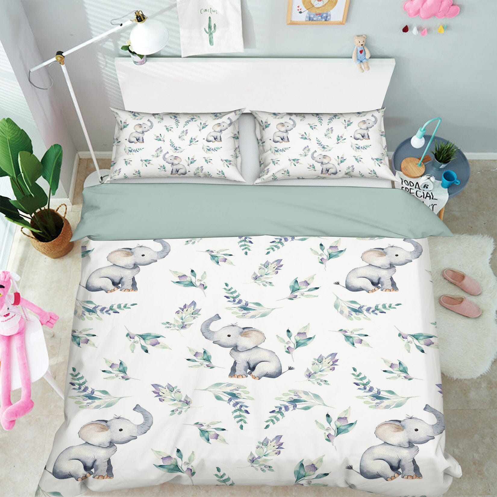 3D Elephant Flower 220 Uta Naumann Bedding Bed Pillowcases Quilt Quiet Covers AJ Creativity Home