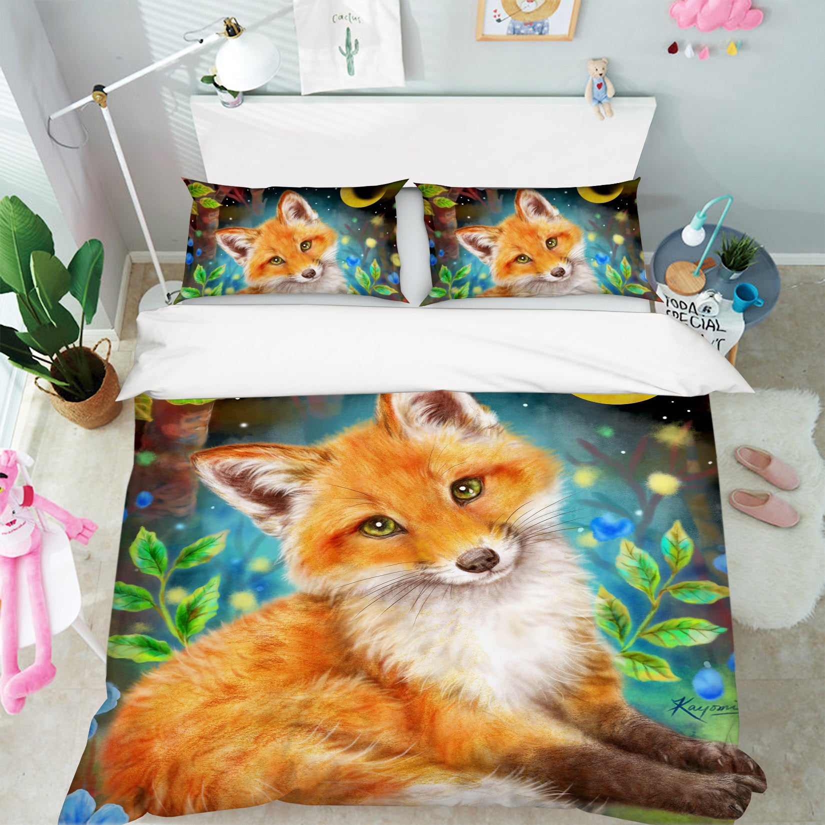 3D Orange Fox Moon 5927 Kayomi Harai Bedding Bed Pillowcases Quilt Cover Duvet Cover
