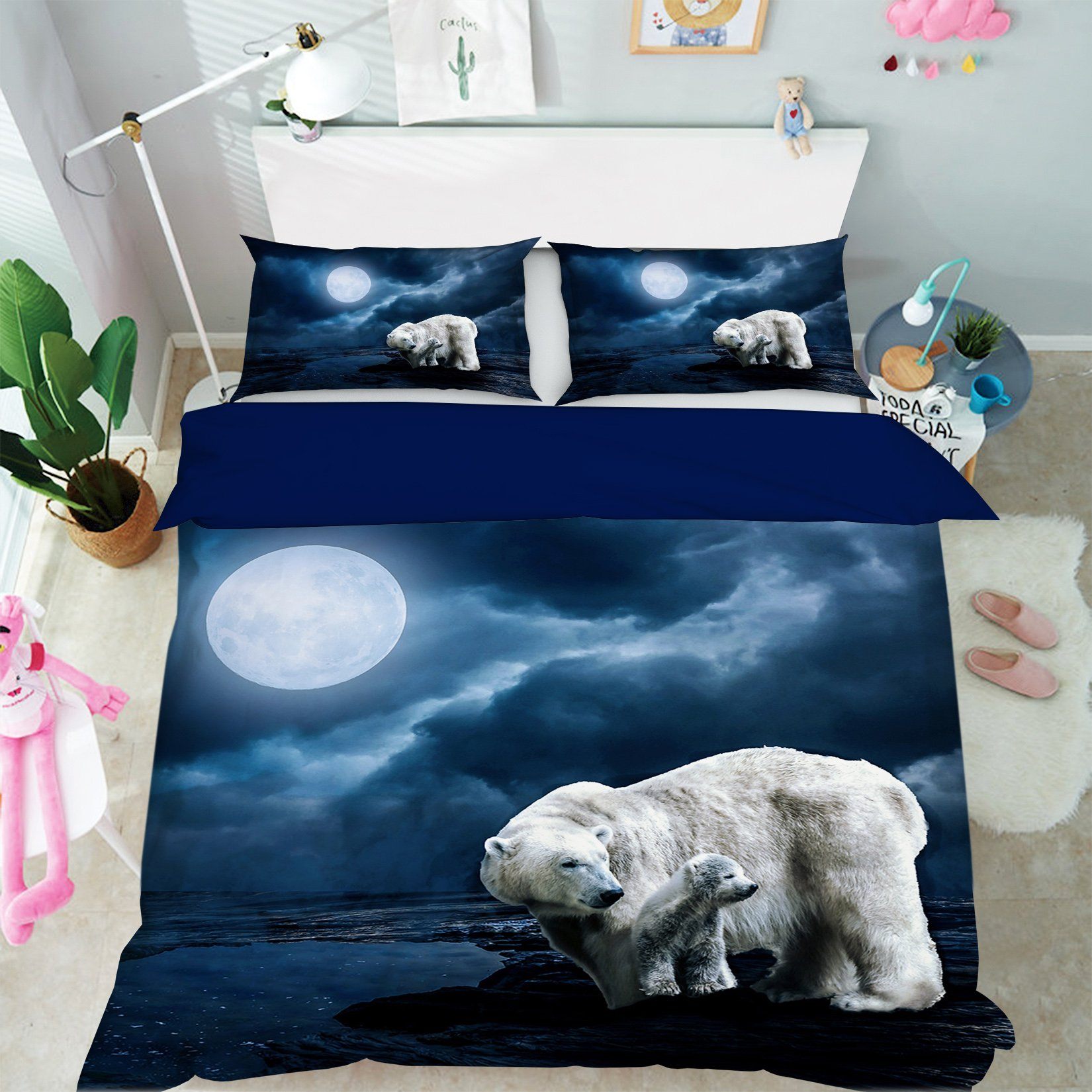 3D Bear 1986 Bed Pillowcases Quilt Quiet Covers AJ Creativity Home