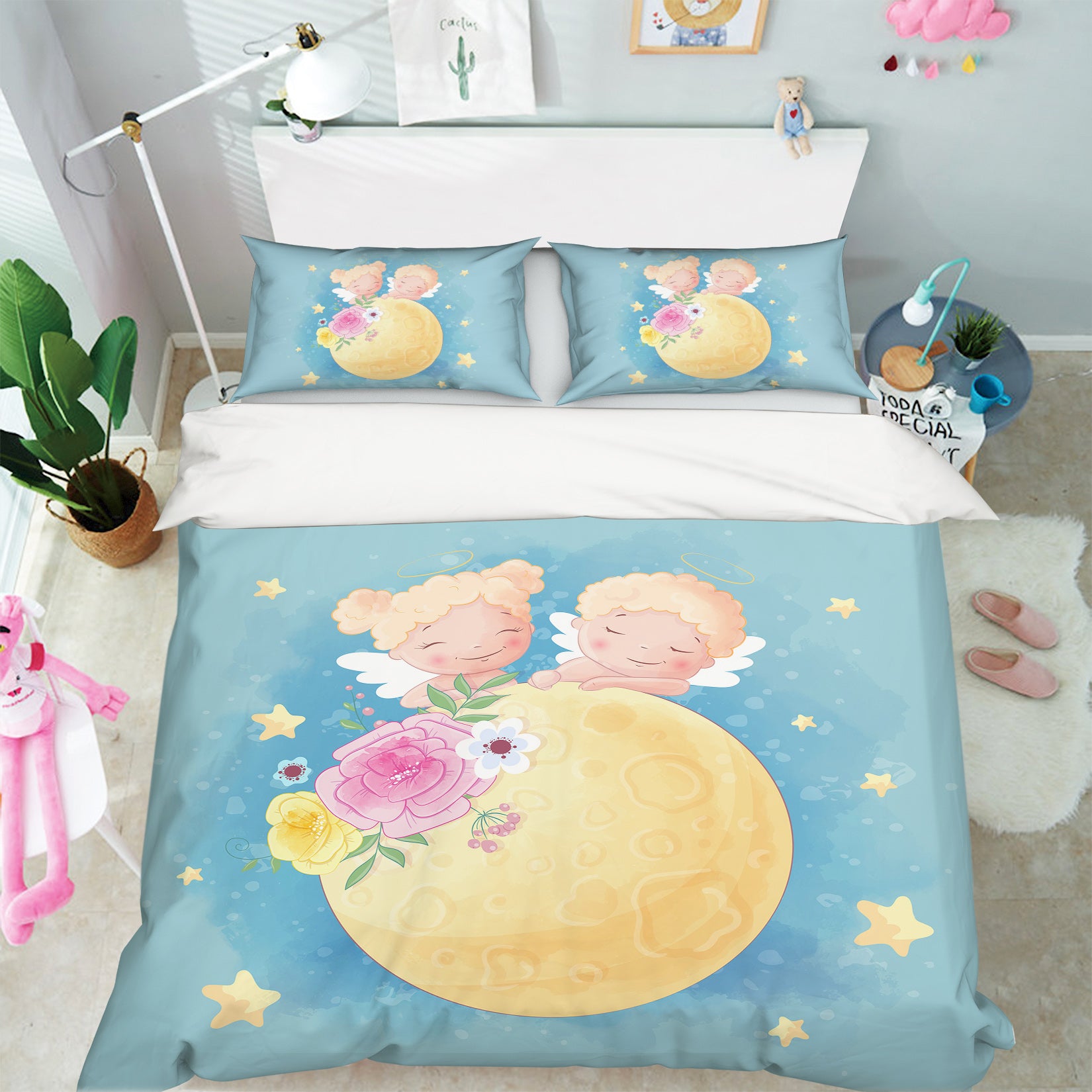 3D Cartoon Moon Angel Doll 58202 Bed Pillowcases Quilt