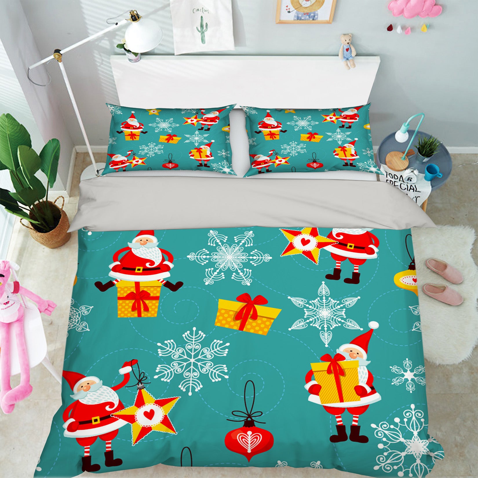 3D Santa Snowflake 45039 Christmas Quilt Duvet Cover Xmas Bed Pillowcases