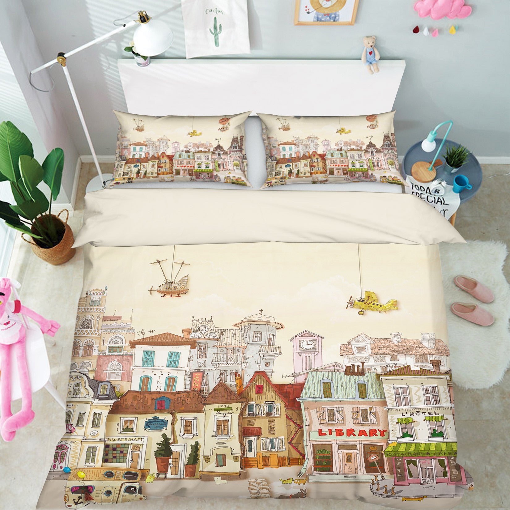 3D Houses 13098 Bed Pillowcases Quilt