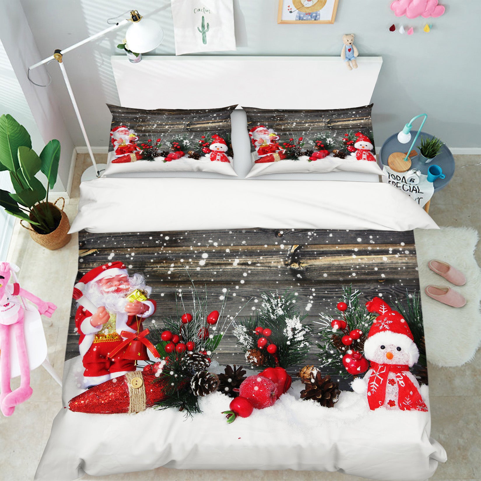 3D Snowman Doll 51125 Christmas Quilt Duvet Cover Xmas Bed Pillowcases