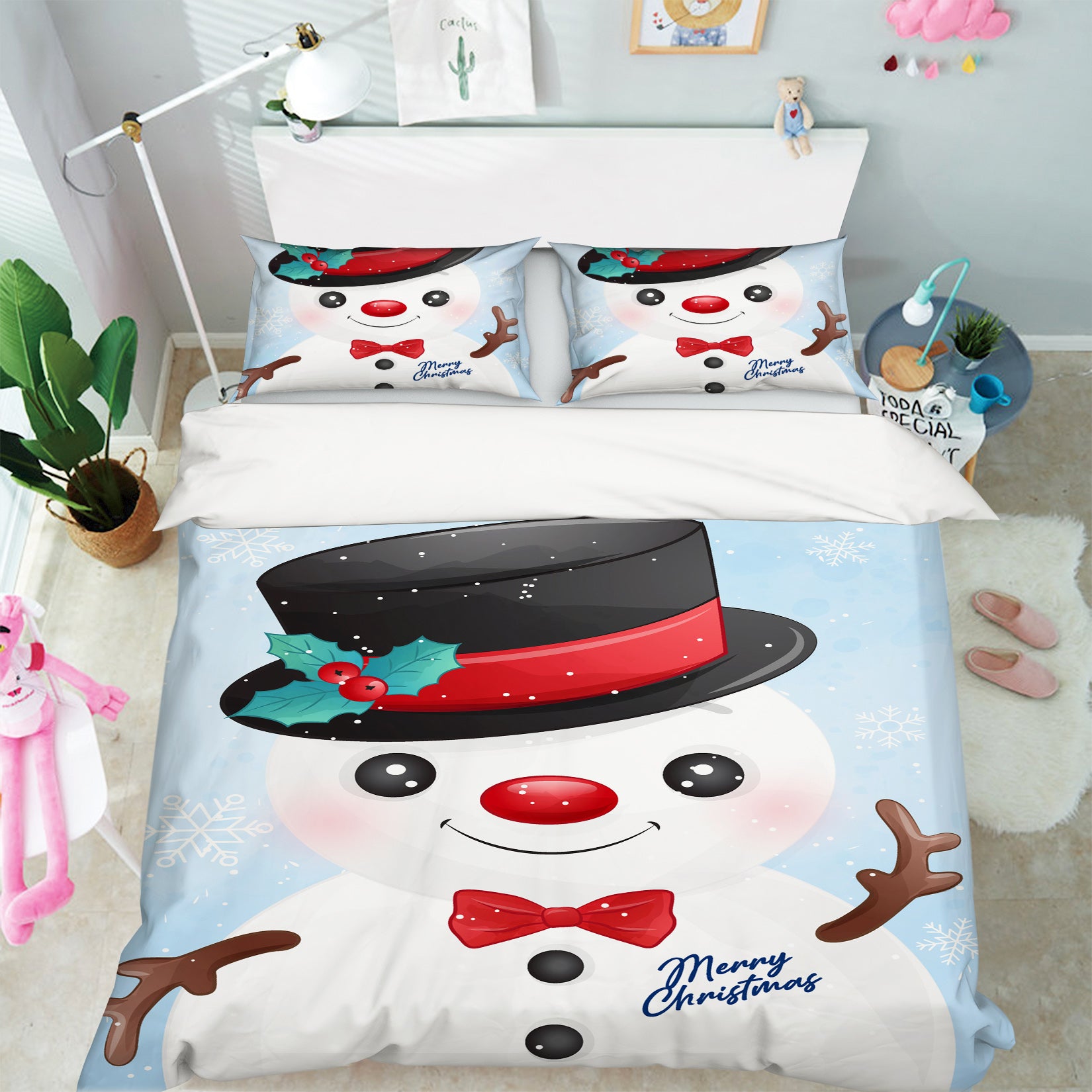3D Snowman 51057 Christmas Quilt Duvet Cover Xmas Bed Pillowcases
