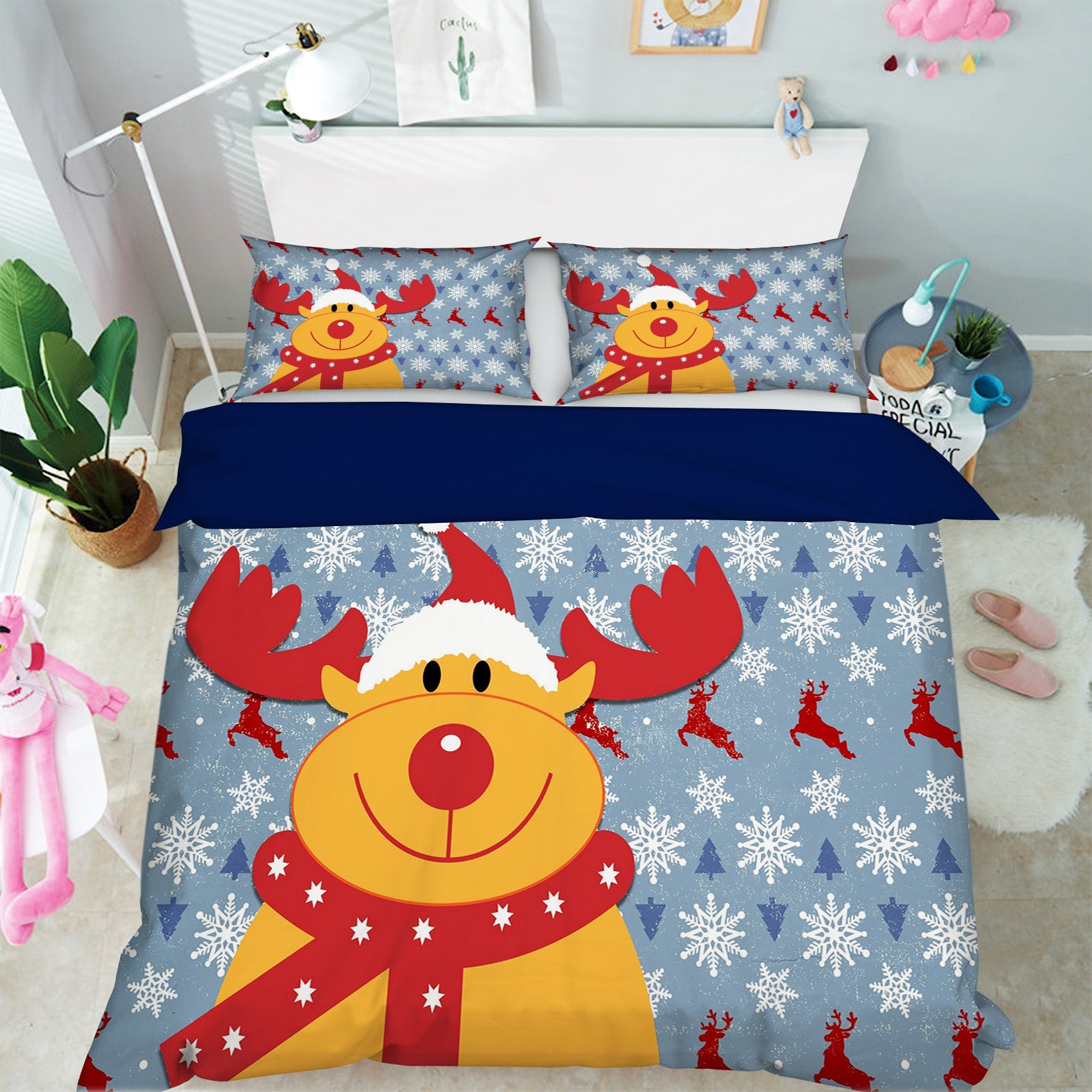 3D Deer Snowflake 45041 Christmas Quilt Duvet Cover Xmas Bed Pillowcases