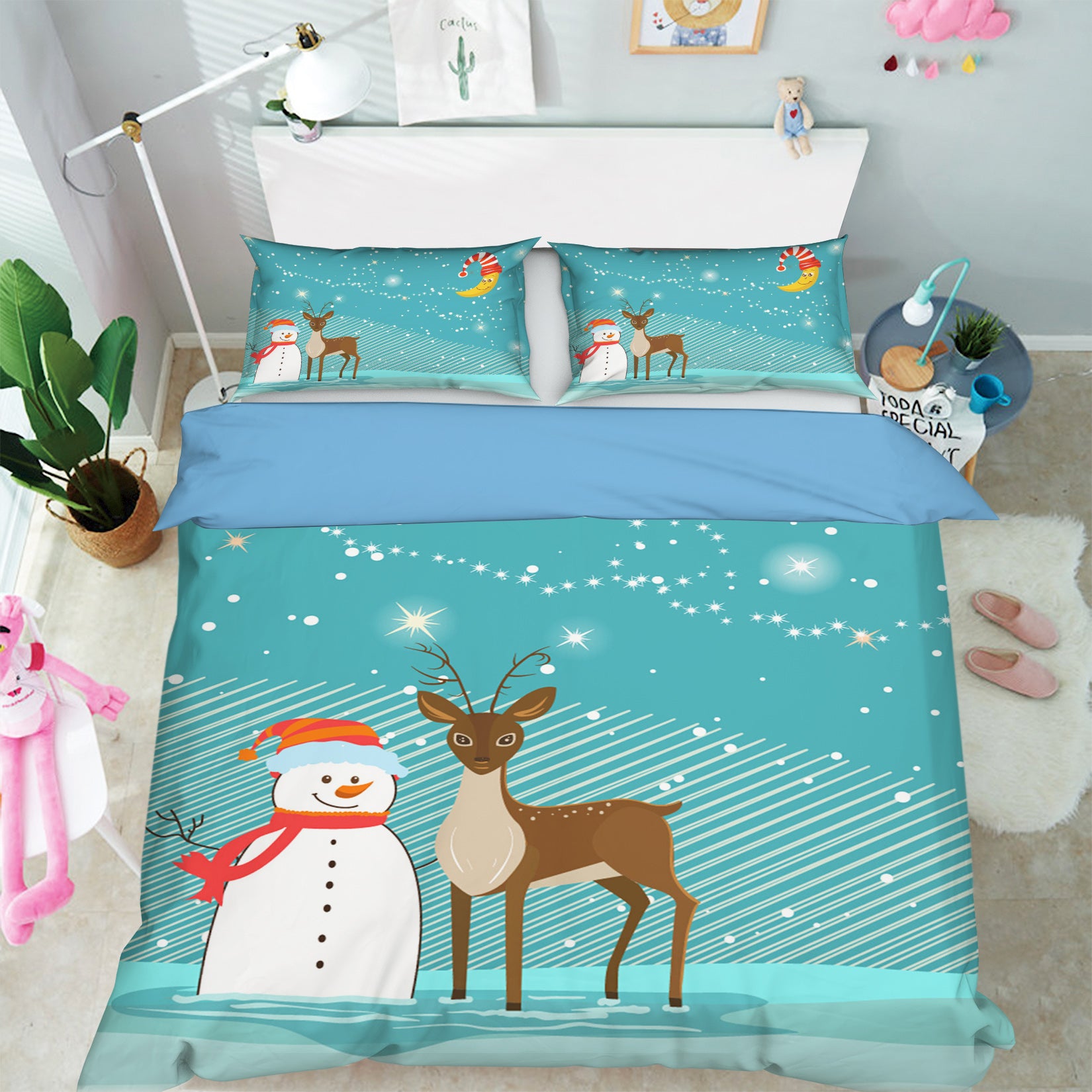 3D Snowman Deer 45029 Christmas Quilt Duvet Cover Xmas Bed Pillowcases