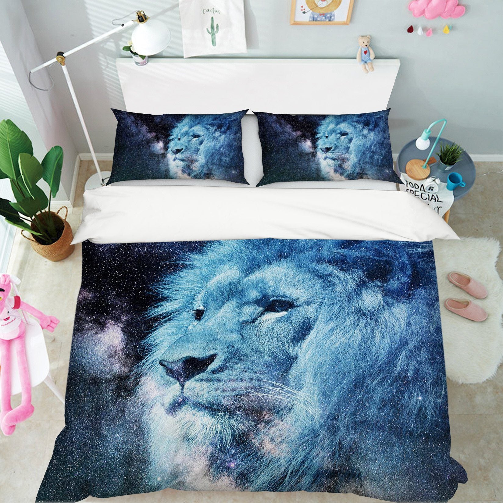 3D Moonlight Lion 1974 Bed Pillowcases Quilt Quiet Covers AJ Creativity Home