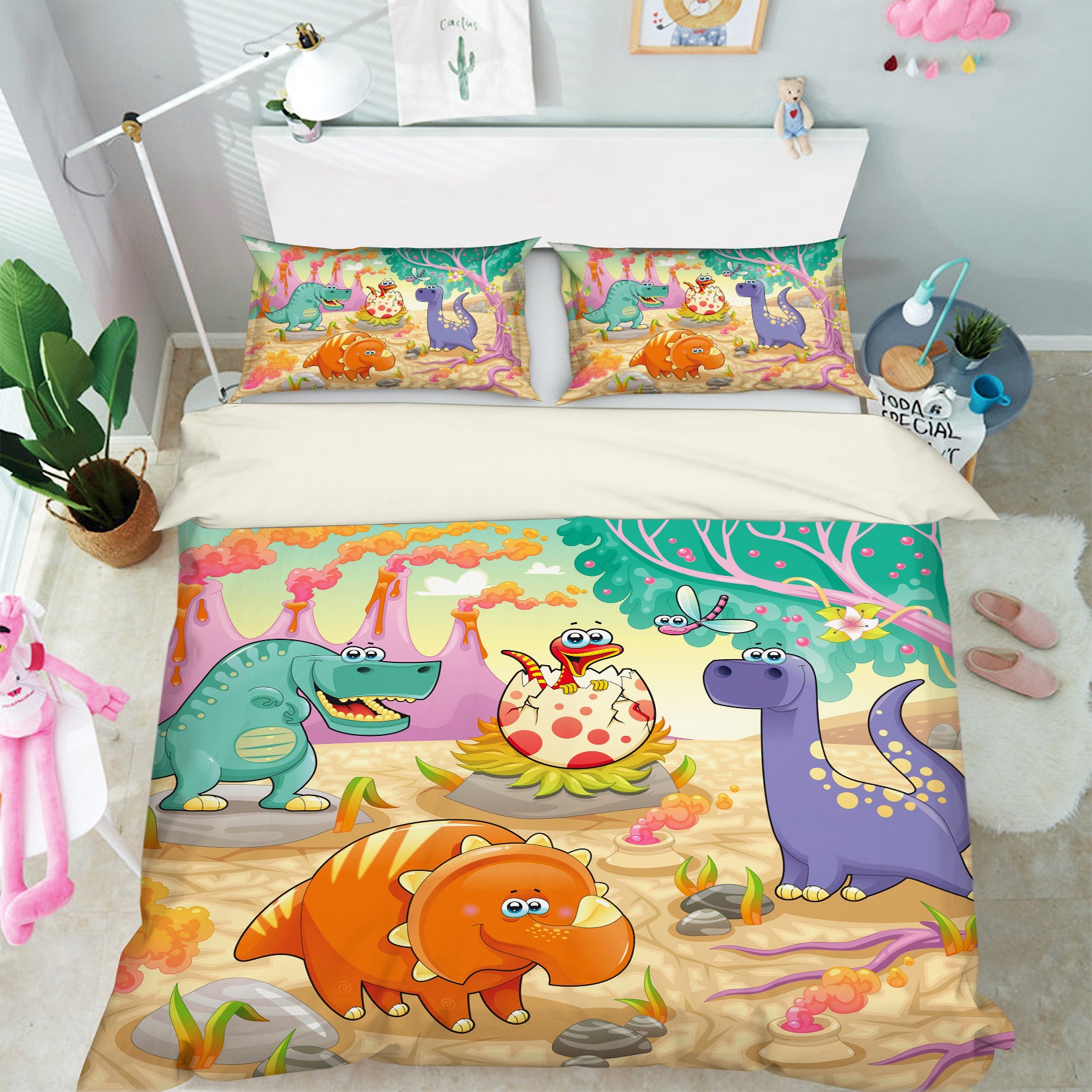 3D Cartoon Dinosaur 13114 Bed Pillowcases Quilt