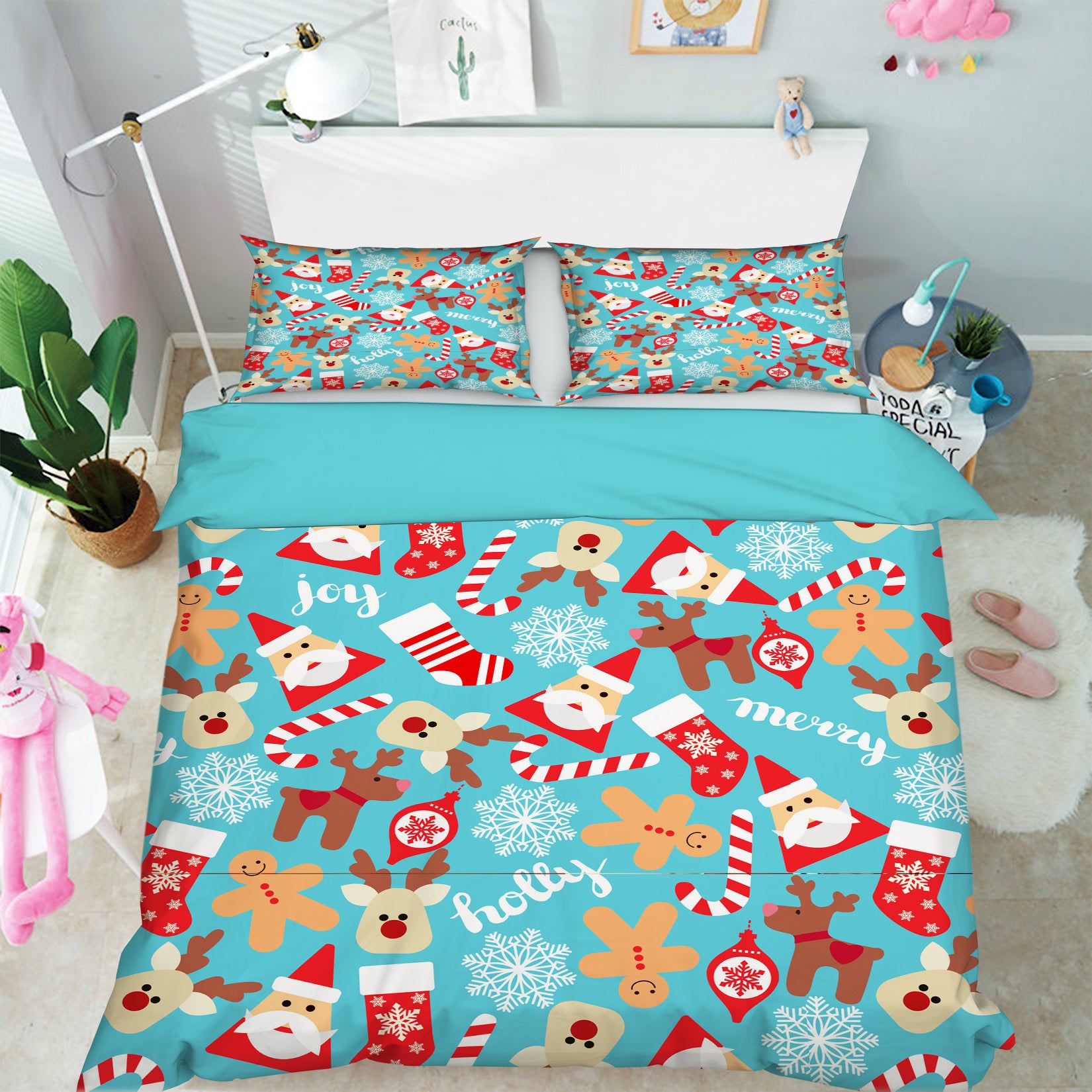 3D Santa Claus Deer 50041 Christmas Quilt Duvet Cover Xmas Bed Pillowcases