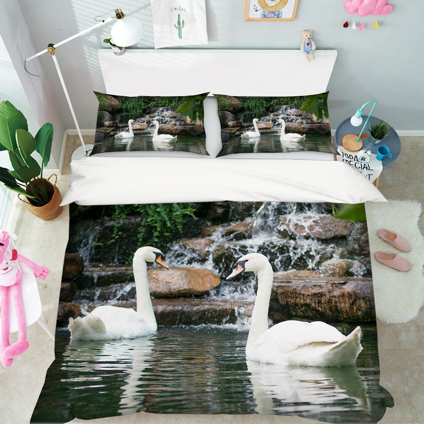 3D Swan Creek 2002 Bed Pillowcases Quilt Quiet Covers AJ Creativity Home