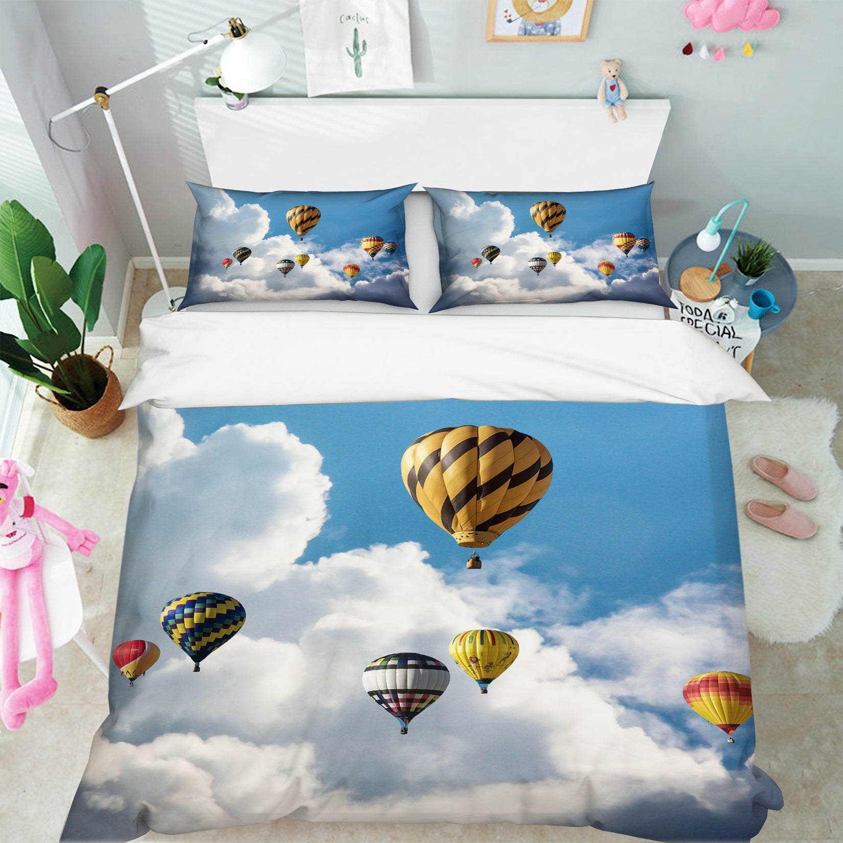 3D Sky Hot Air Balloon 19138 Bed Pillowcases Quilt