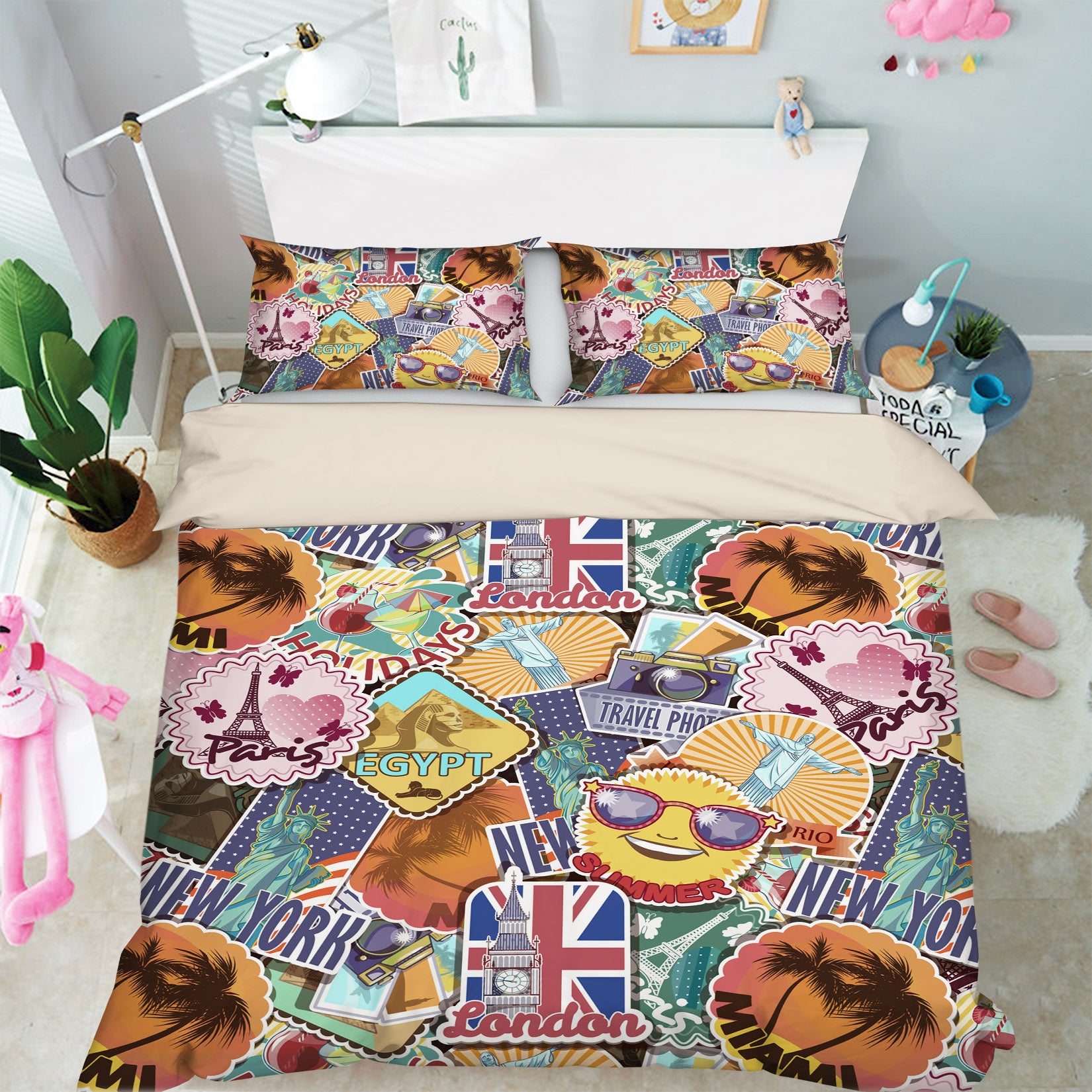 3D Coconut Tree Expression Architectural Pattern 61094 Bed Pillowcases Quilt