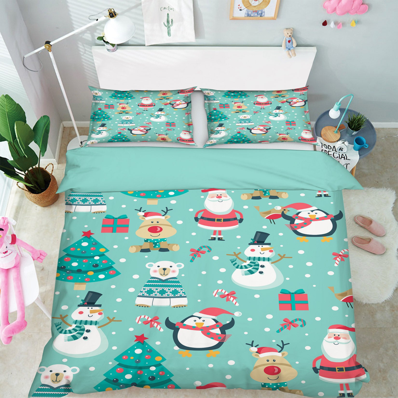 3D Penguin Snowman Deer 51020 Christmas Quilt Duvet Cover Xmas Bed Pillowcases
