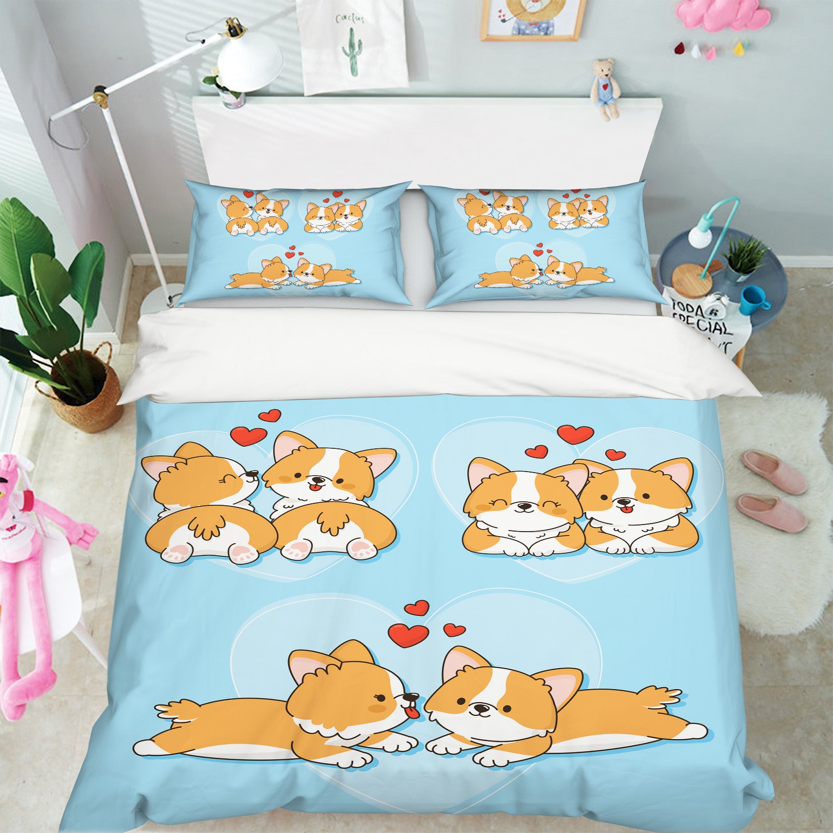 3D Corgi Dog 59067 Bed Pillowcases Quilt