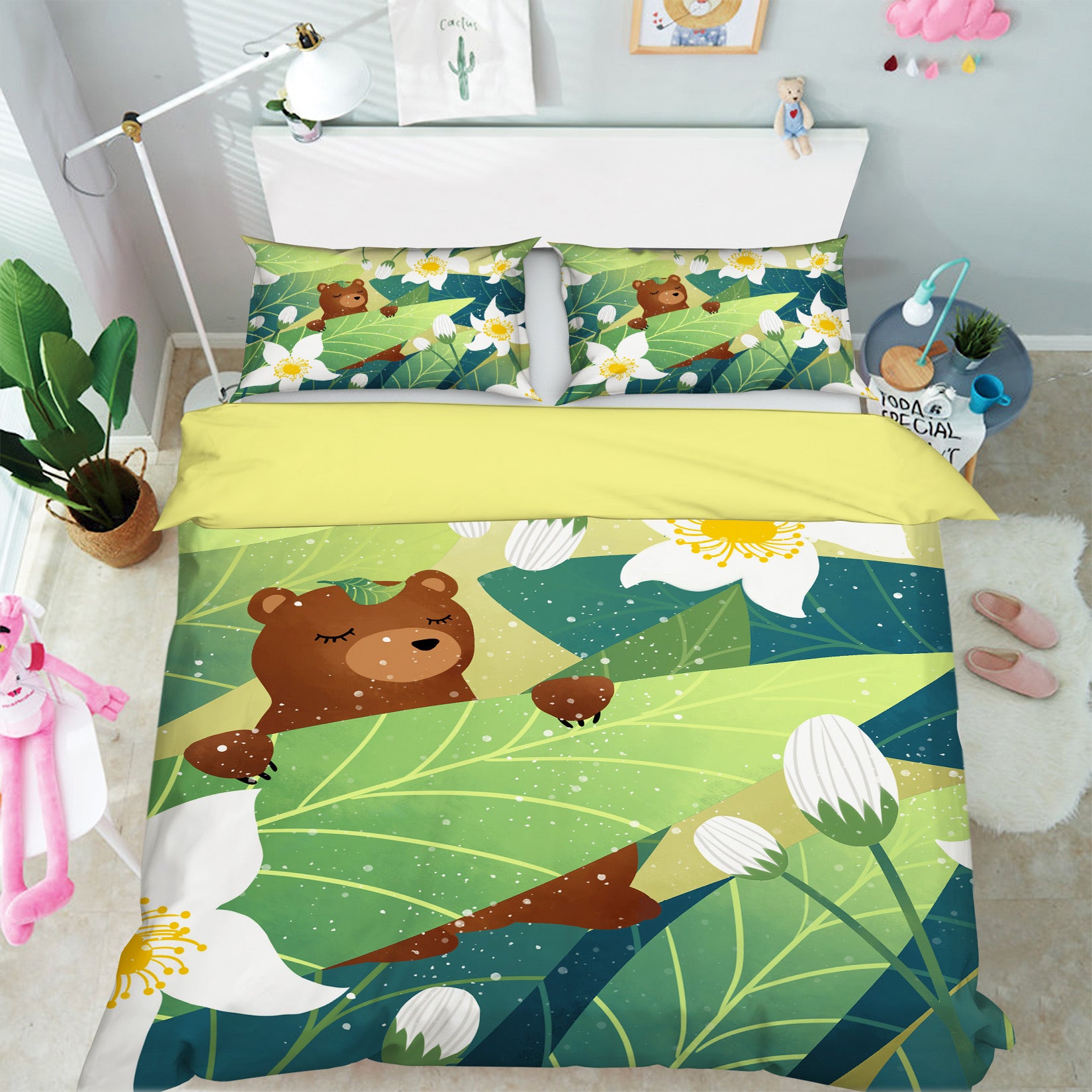3D Bear Leaves 12007 Bed Pillowcases Quilt