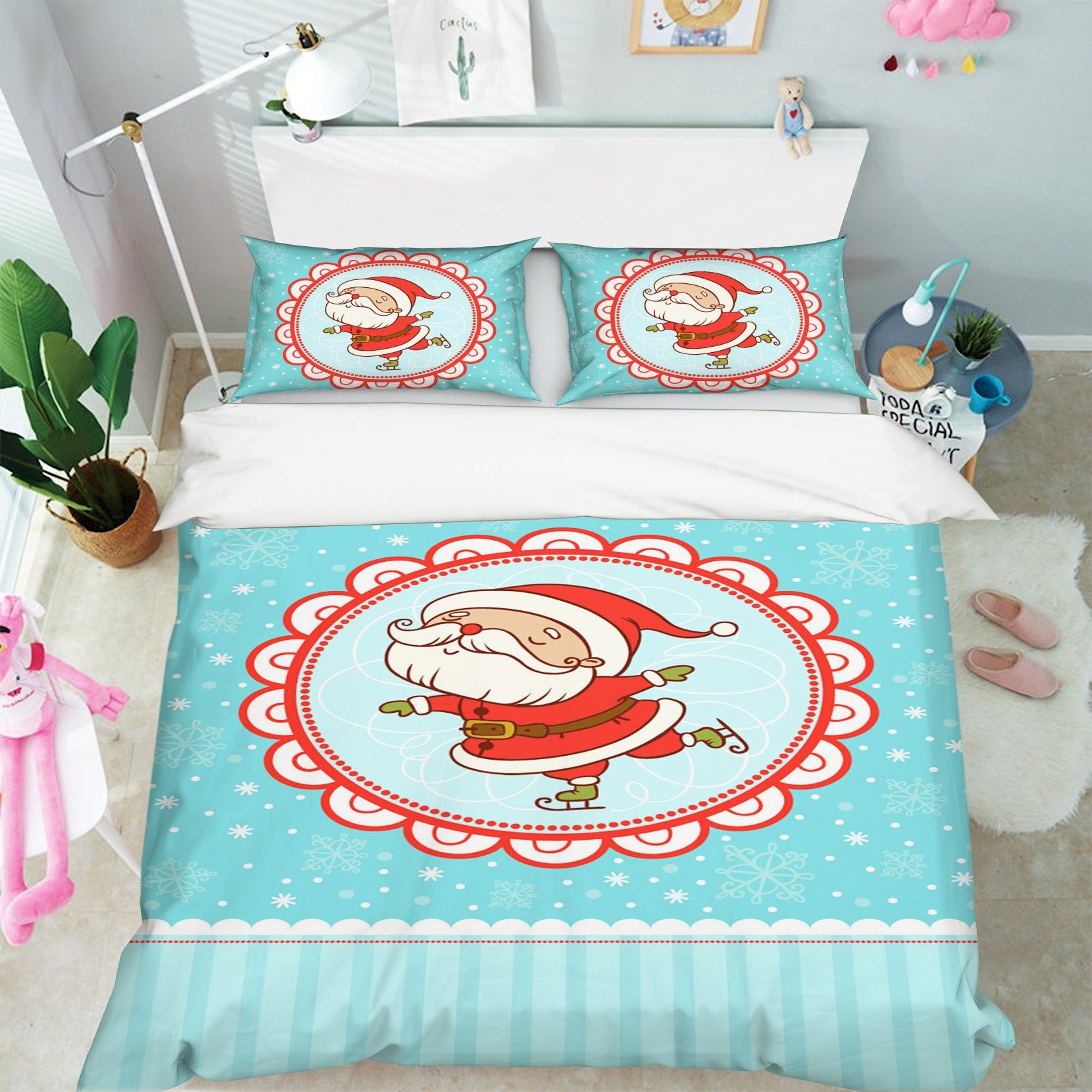 3D Christmas Lace White Beard 33 Bed Pillowcases Quilt Quiet Covers AJ Creativity Home