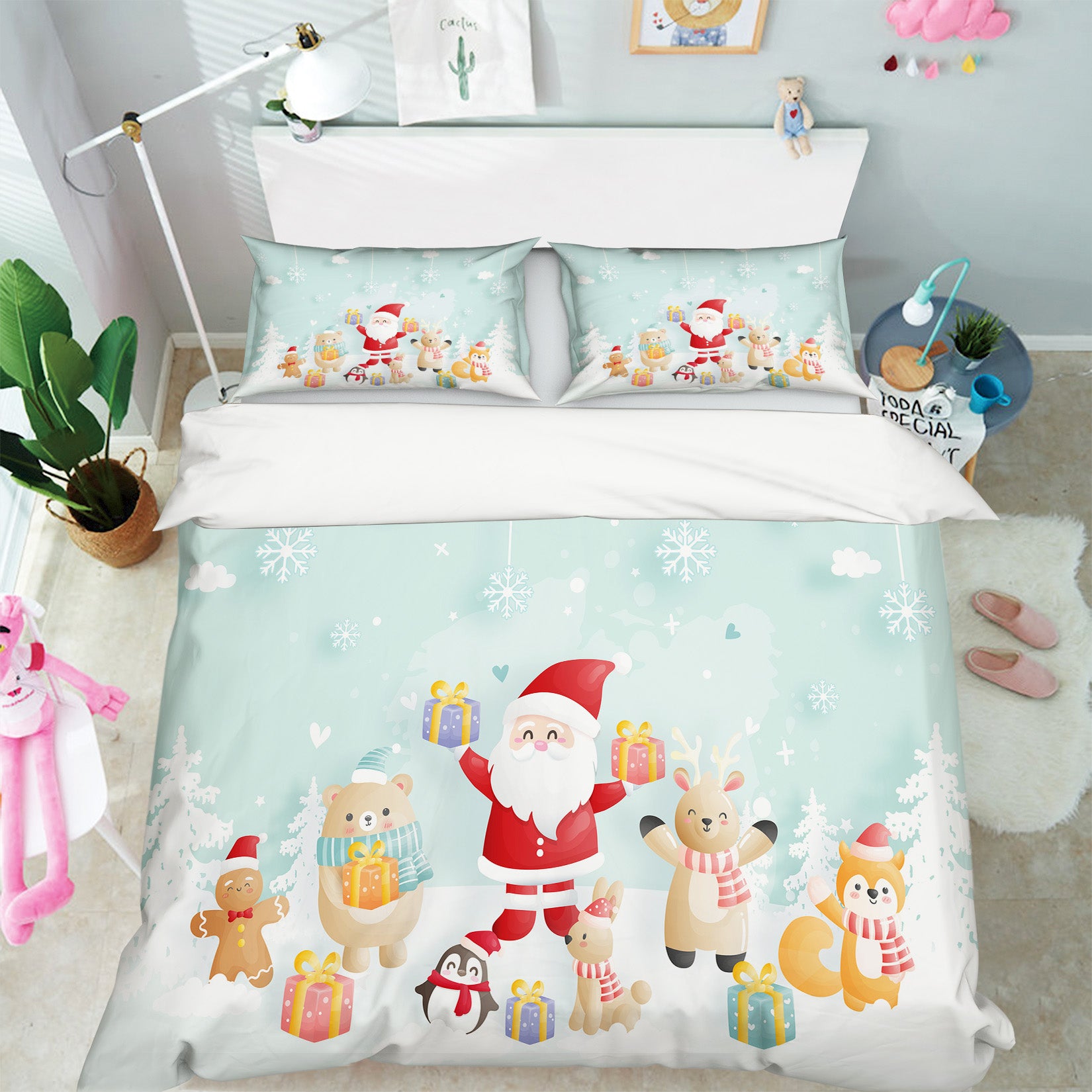 3D Santa Claus Small Animals 60235 Bed Pillowcases Quilt