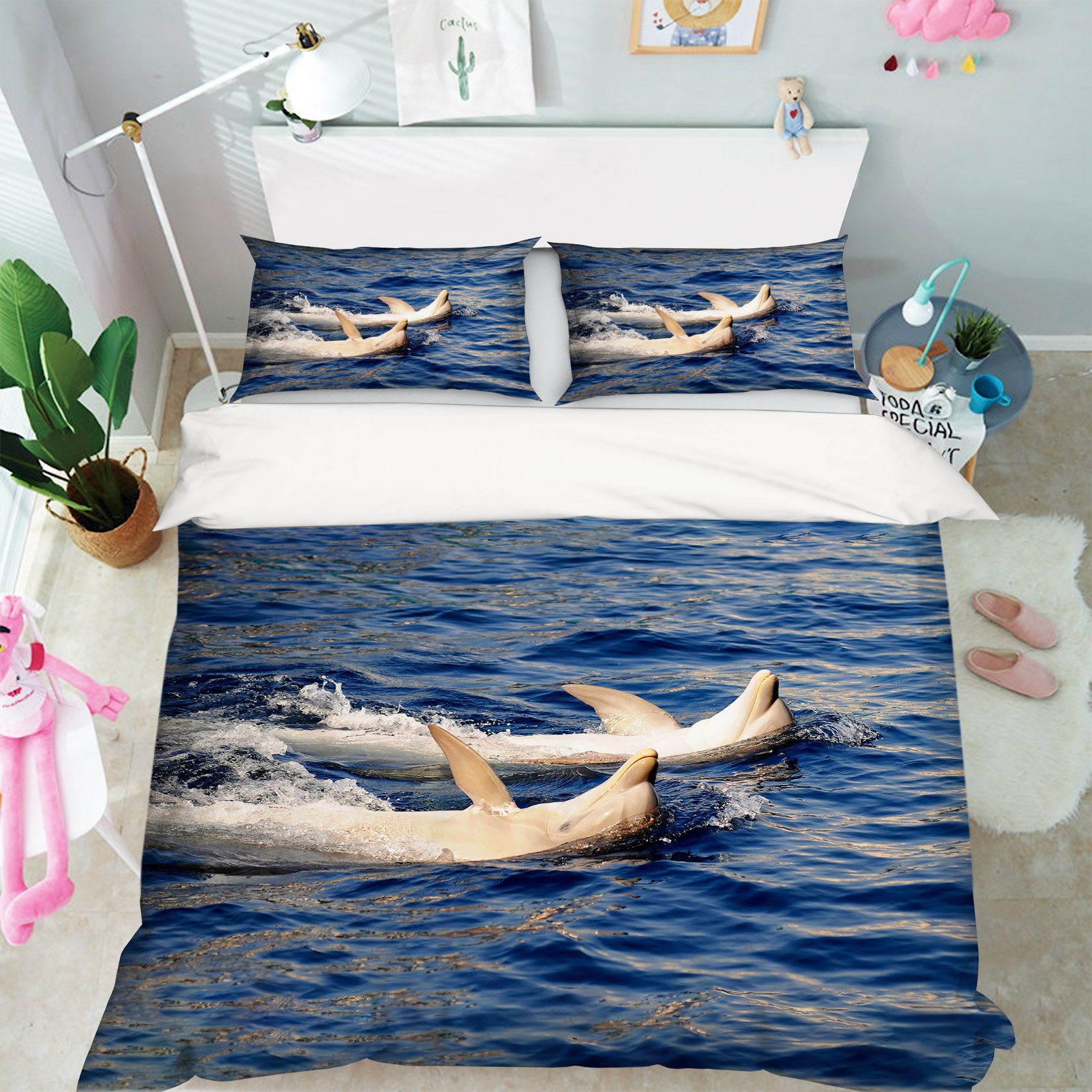 3D Sea Dolphin 60102 Bed Pillowcases Quilt