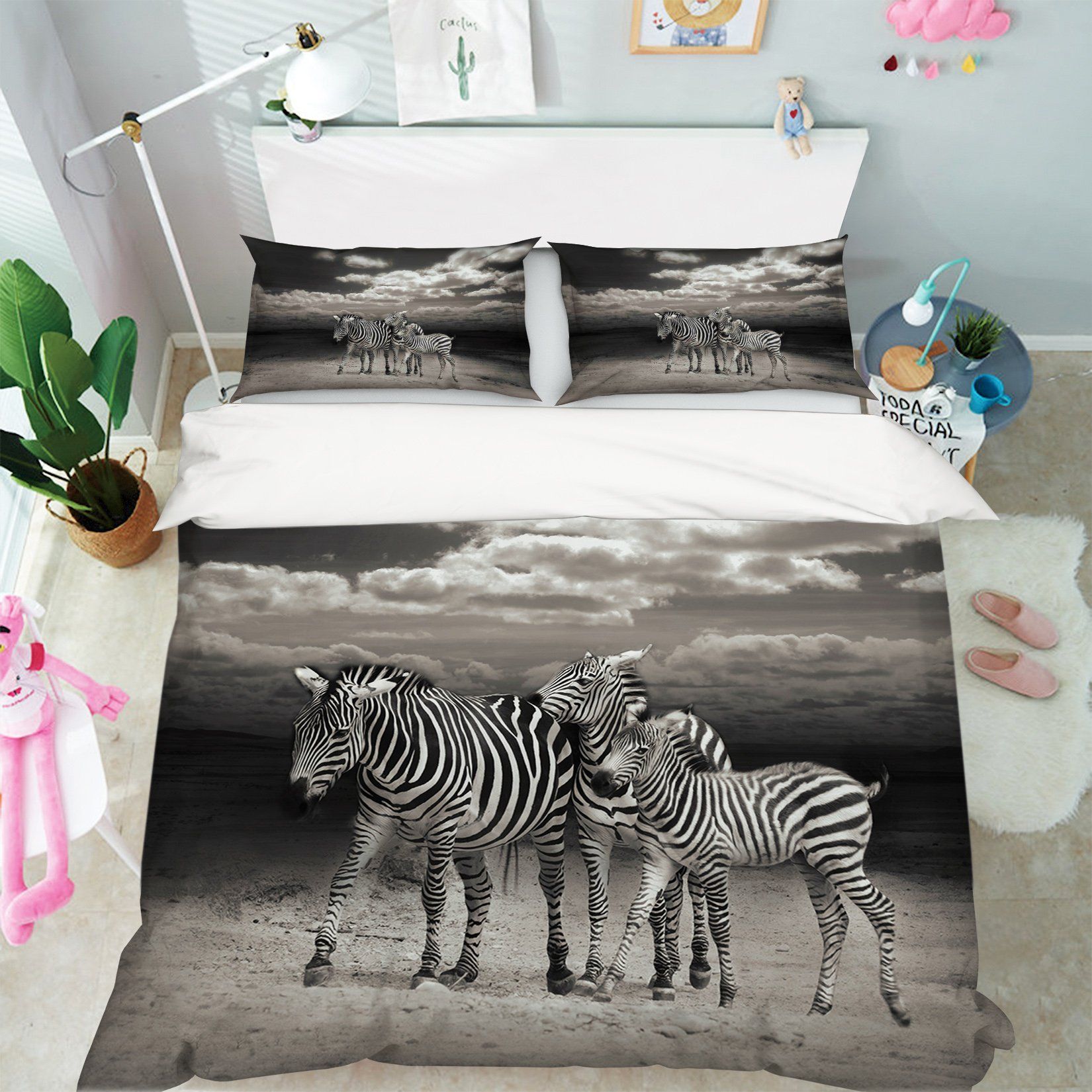 3D Zebra Family 2015 Bed Pillowcases Quilt Quiet Covers AJ Creativity Home