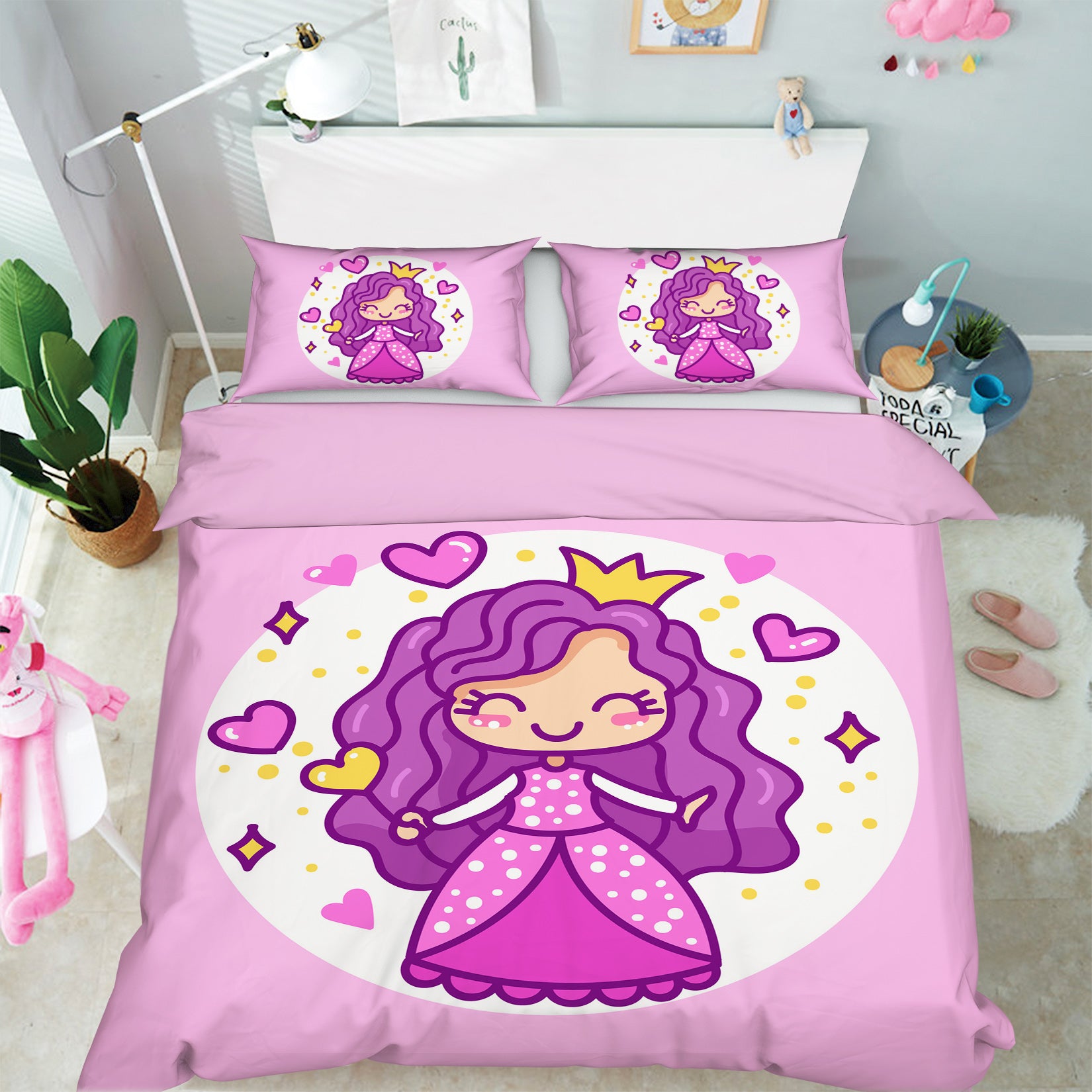3D Purple Girl 59059 Bed Pillowcases Quilt