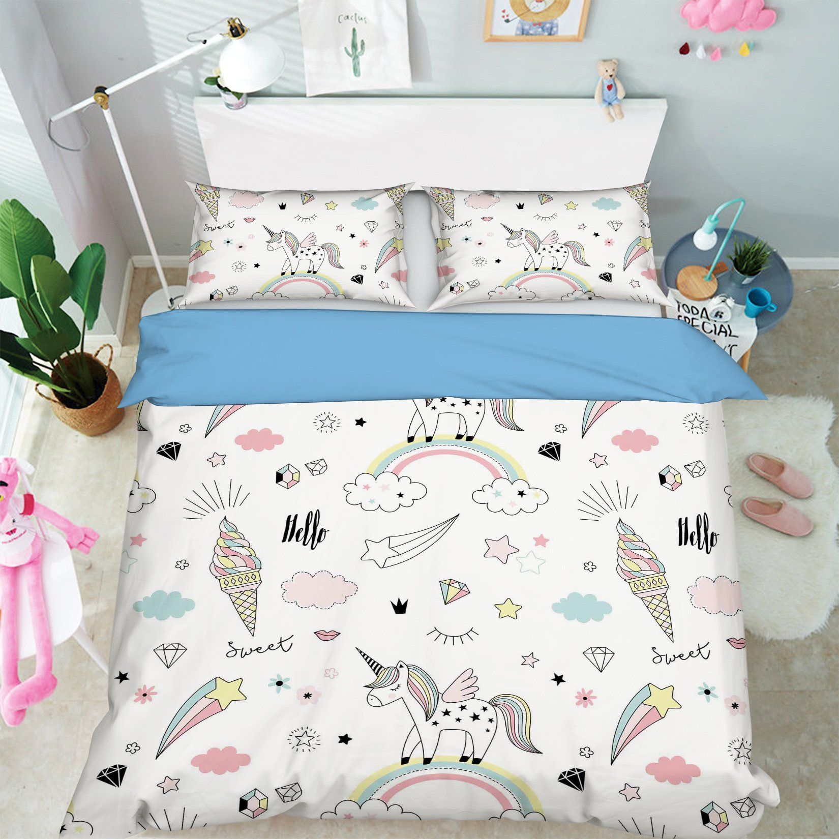 3D Rainbow Cartoon 058 Bed Pillowcases Quilt Wallpaper AJ Wallpaper
