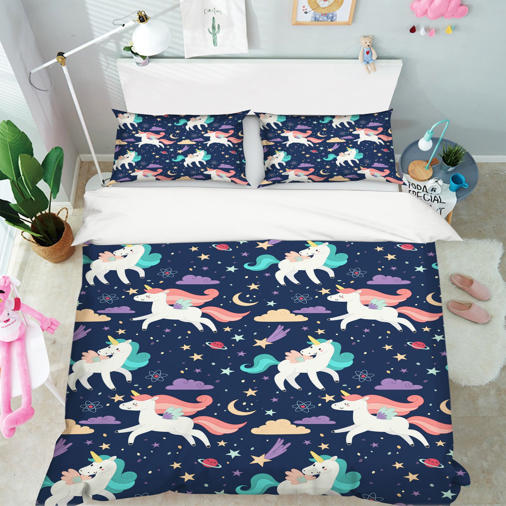 3D Color Star Unicorn 61045 Bed Pillowcases Quilt