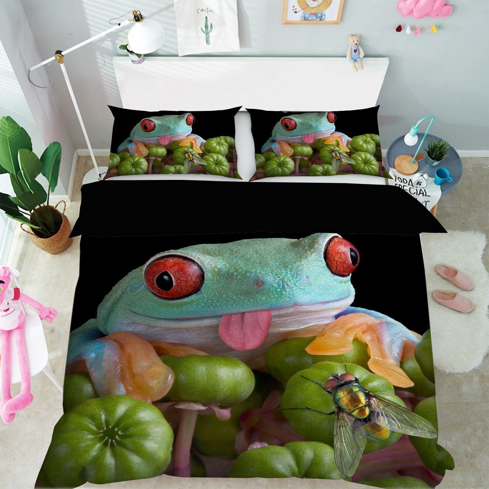 3D Color Frog 1909 Bed Pillowcases Quilt Quiet Covers AJ Creativity Home