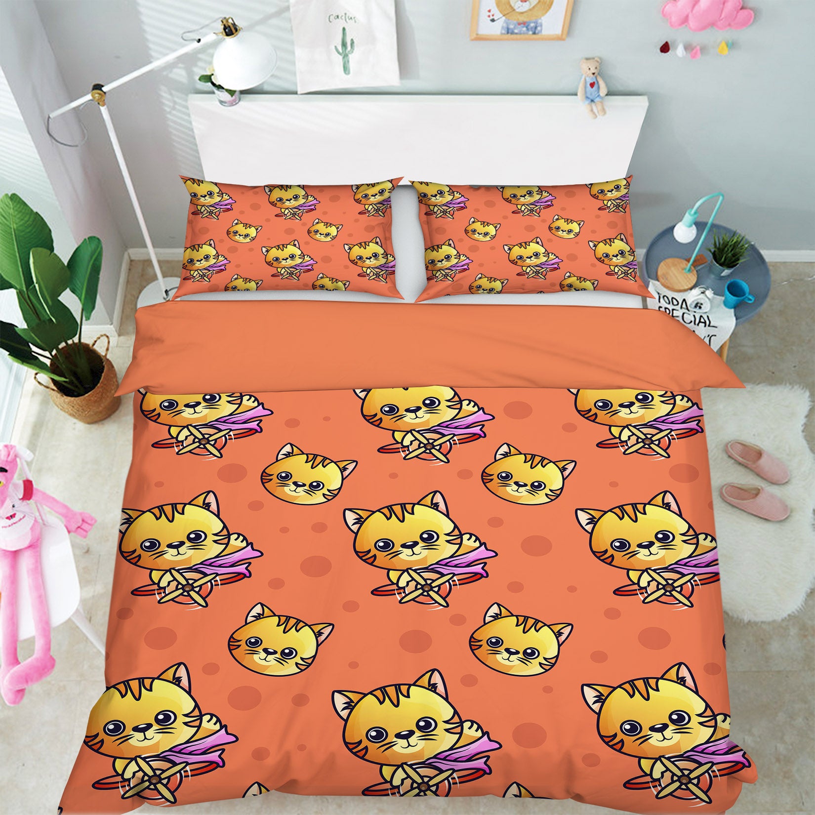 3D Yellow Cat 61089 Bed Pillowcases Quilt
